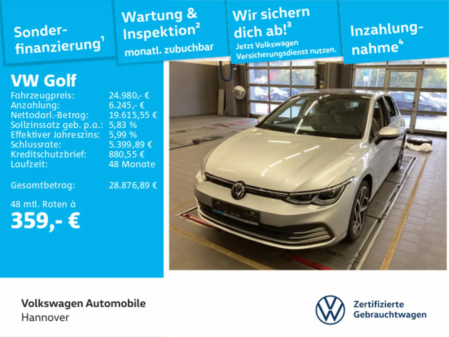 Volkswagen Golf VIII 1.5 eTSI DSG Life Navi Pano Kamera ACC Silber - 1