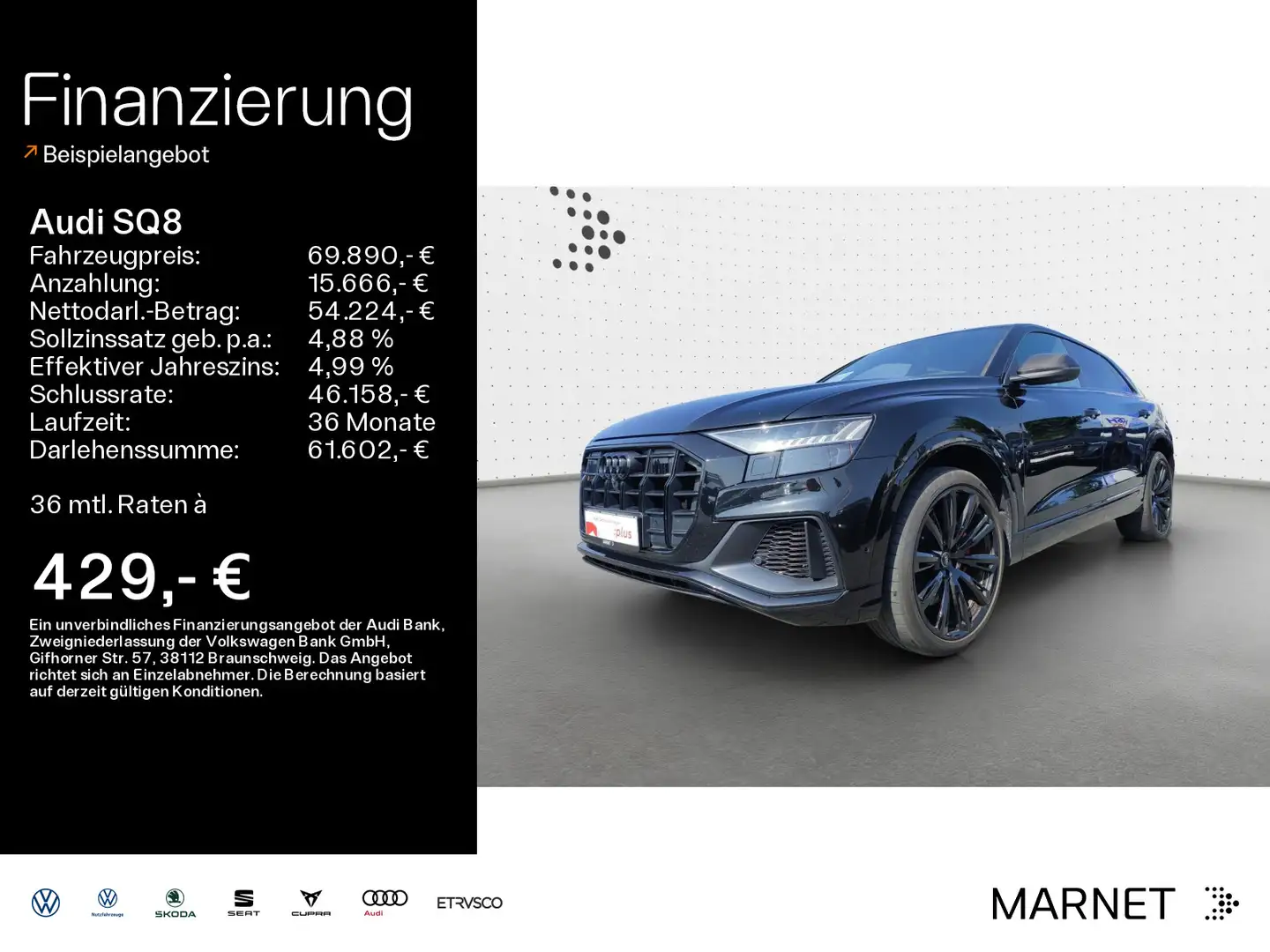 Audi SQ8 4.0 TFSI quattro competition plus*Navi*Matri Zwart - 1