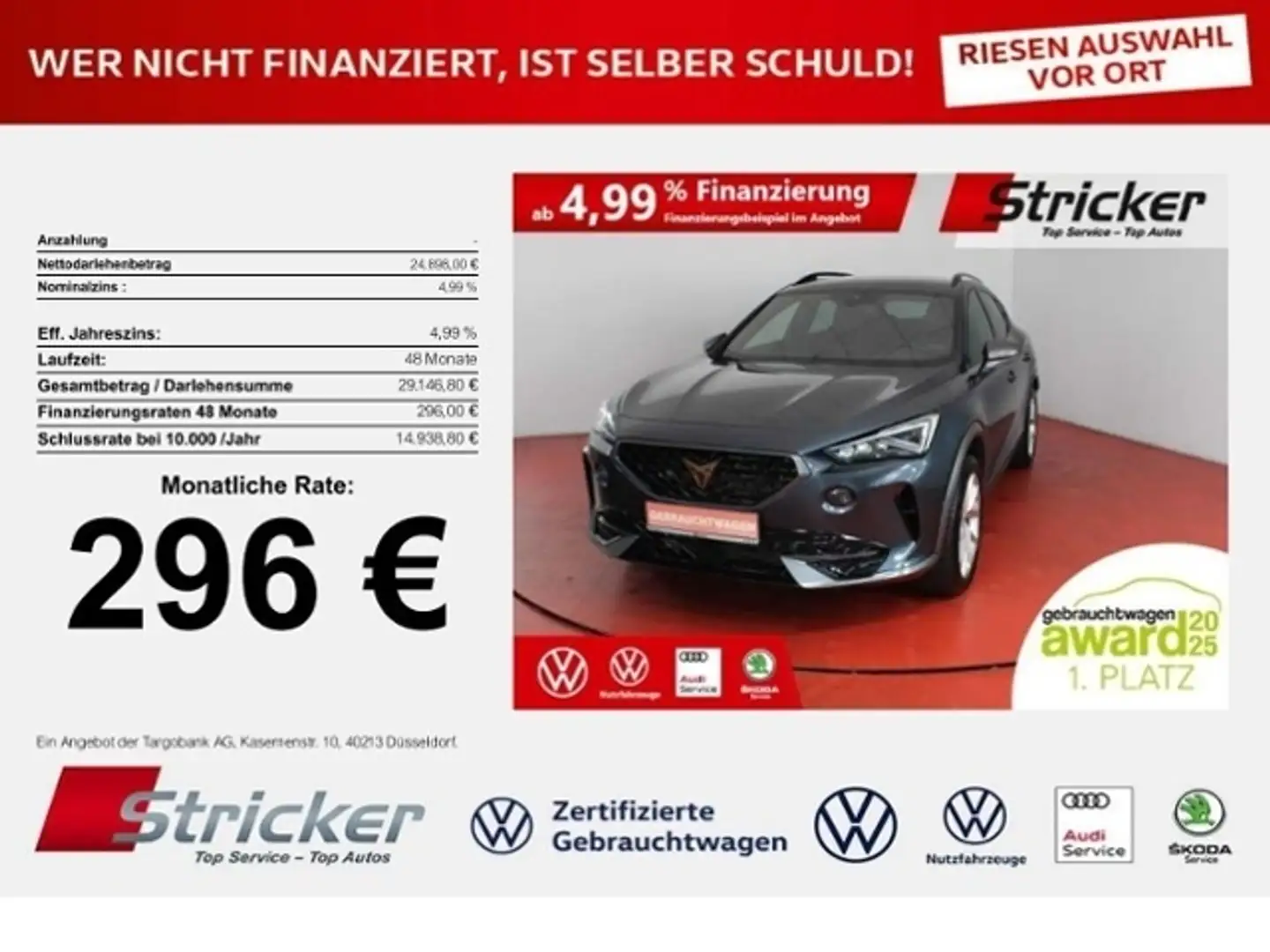 CUPRA Formentor 1.5TSI DSG 285,-ohne Anzahlung Navi ACC Kamera Silber - 1