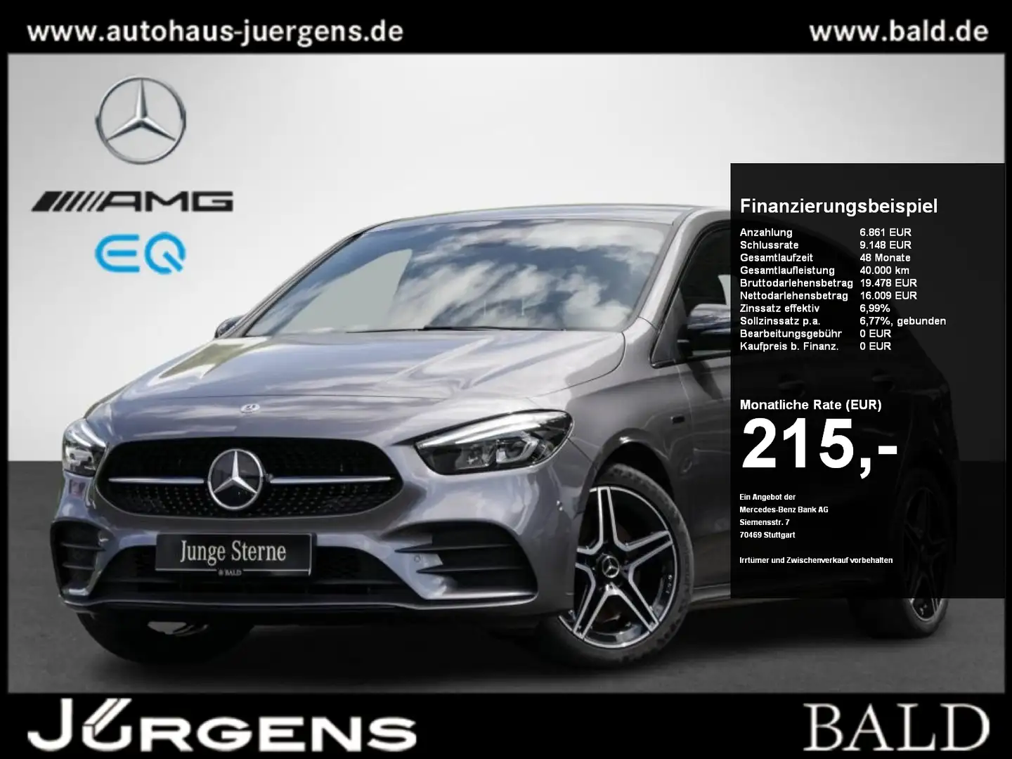 Mercedes-Benz B 250 e AMG/Wide/LED/AHK/Cam/Amb/Easy/Night/18" Сірий - 1