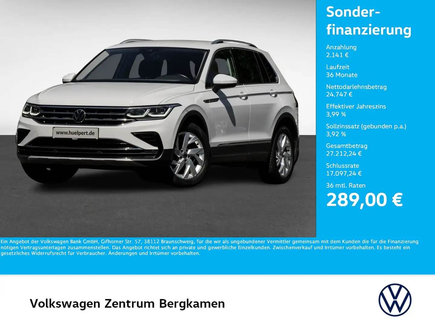 Volkswagen Tiguan 2.0 ELEGANCE ACC LM18 EKLAPPE NAVI SITZHZ Weiß - 1