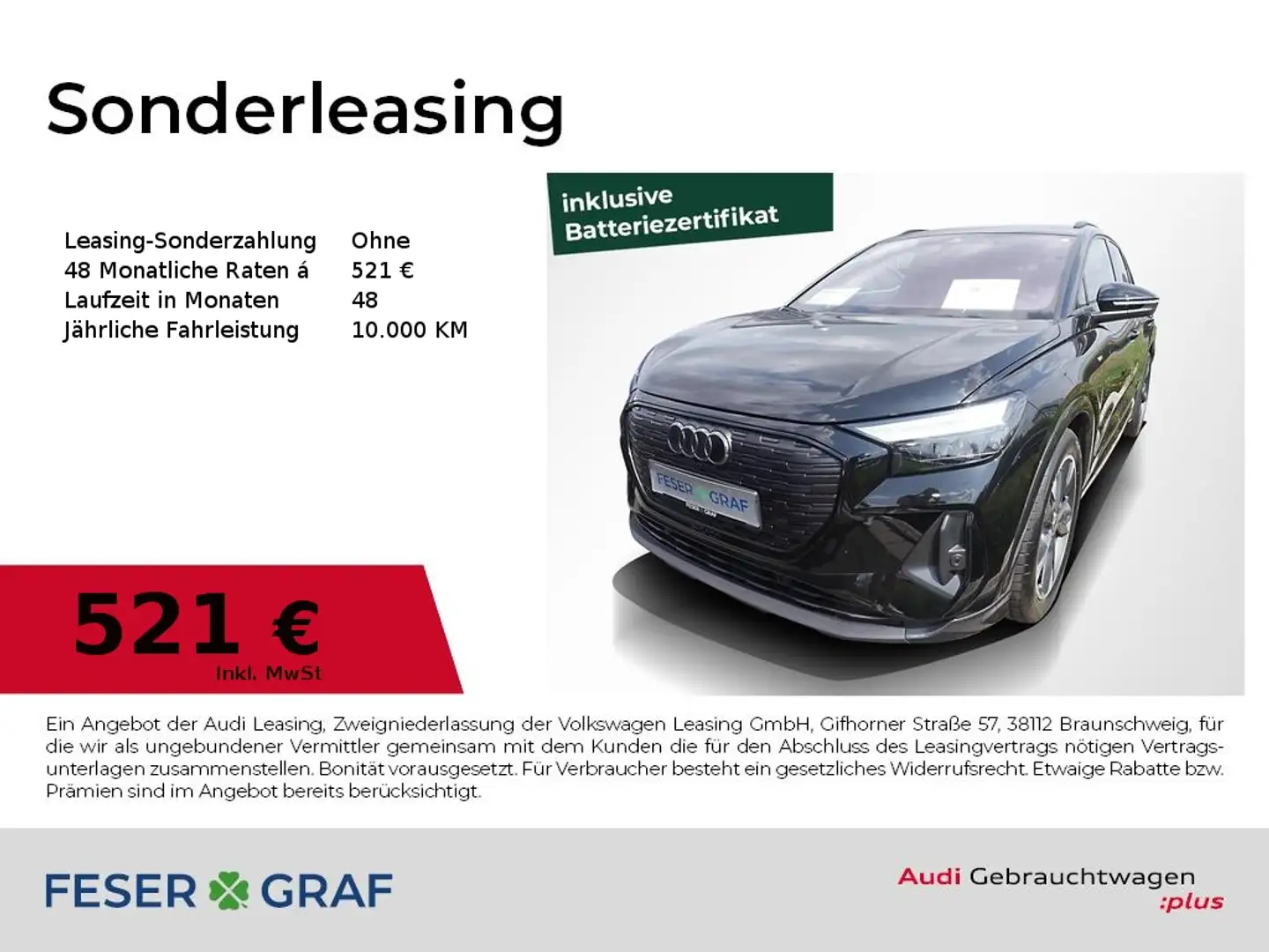 Audi Q4 e-tron 45 qu. 2x S line AHK Navi RüKa Schwarz - 1