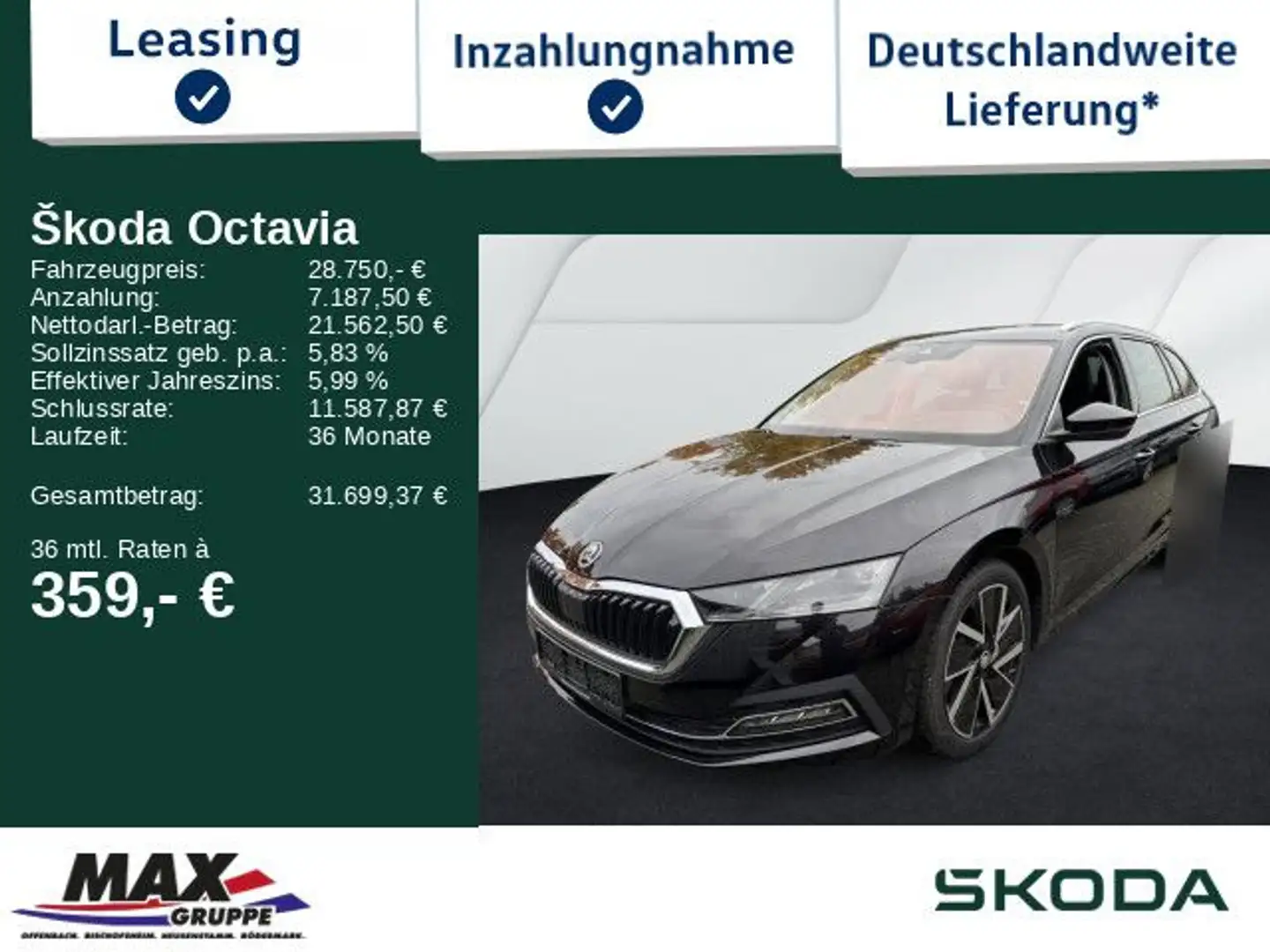 Skoda Octavia Combi 2.0 TDI First Edition MATRIXLED*AH Noir - 1