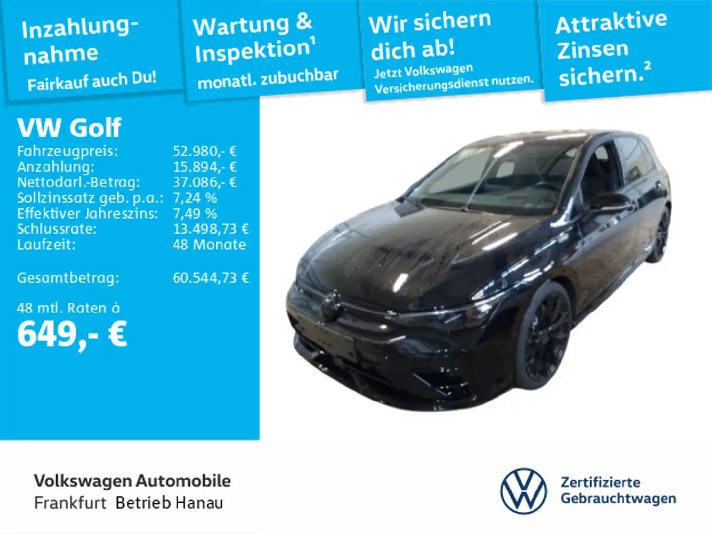 Volkswagen Golf VIII 2.0 TSI DSGf R Black Edition Navi IQ.L Schwarz - 1