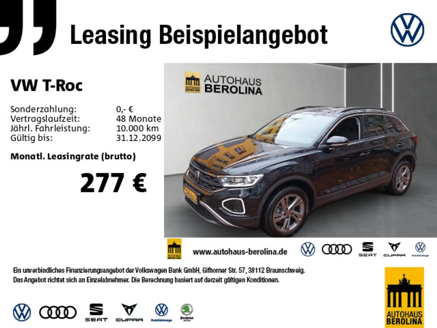 Volkswagen T-Roc 1.5 TSI Life *ACC*LED+*R-CAM*SHZ* Schwarz - 1