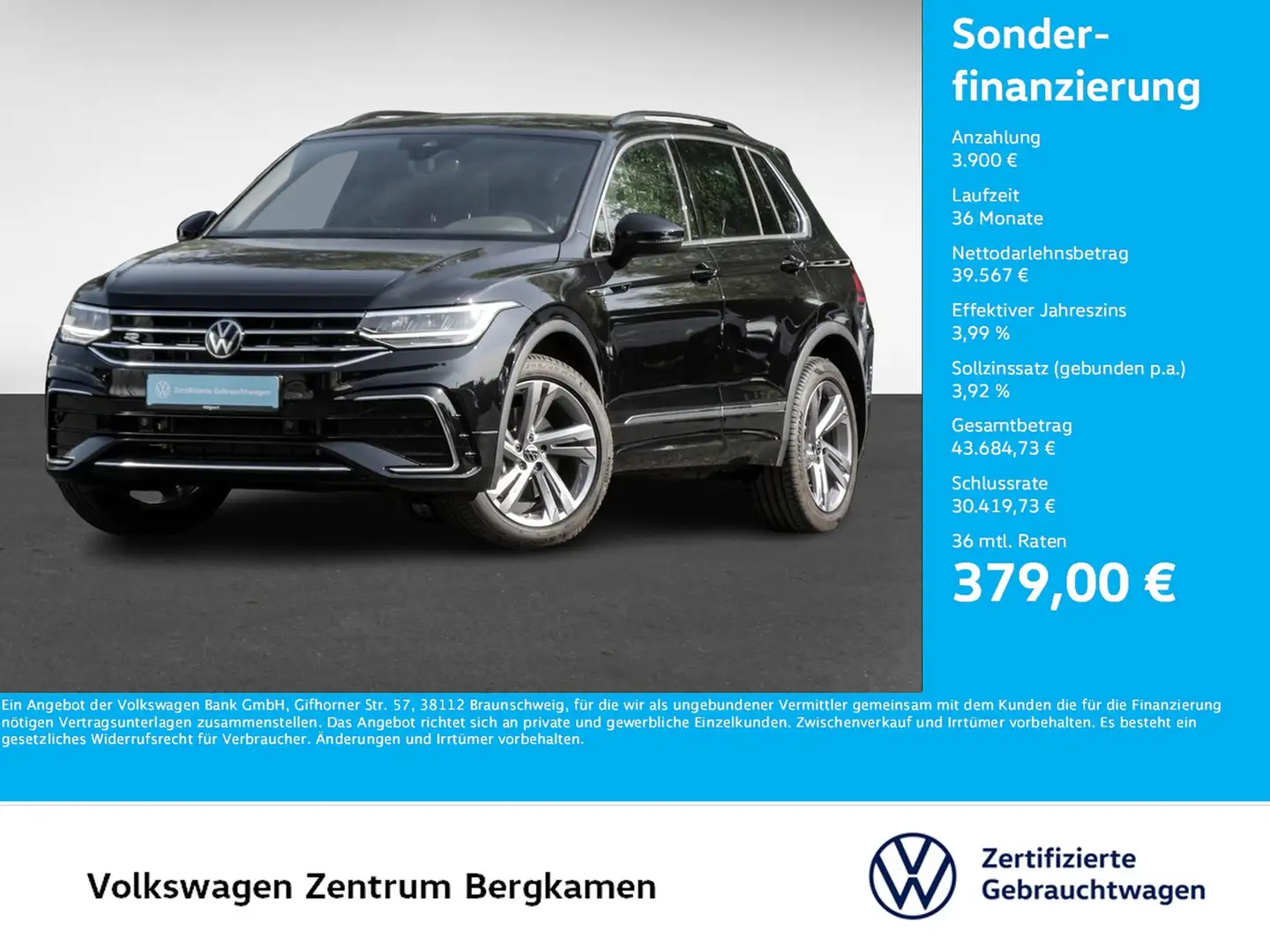 Volkswagen Tiguan 2.0 R-LINE 4X4 STANDHZ. AHK CAM ACC LM19 Noir - 1