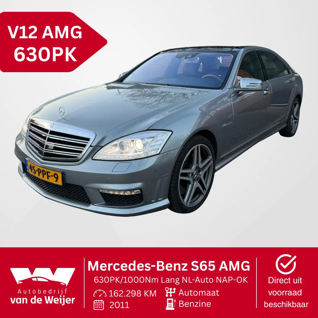 Mercedes-Benz S 65 AMG 630PK/1000Nm!! Lang NL-Auto! NAP-OK Grau - 1