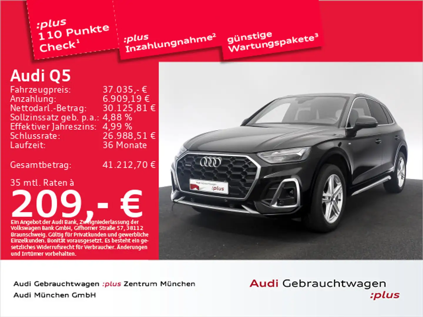 Audi Q5 40 TDI qu. S tronic 2x S line AHK/Navi+/Kamer Schwarz - 1