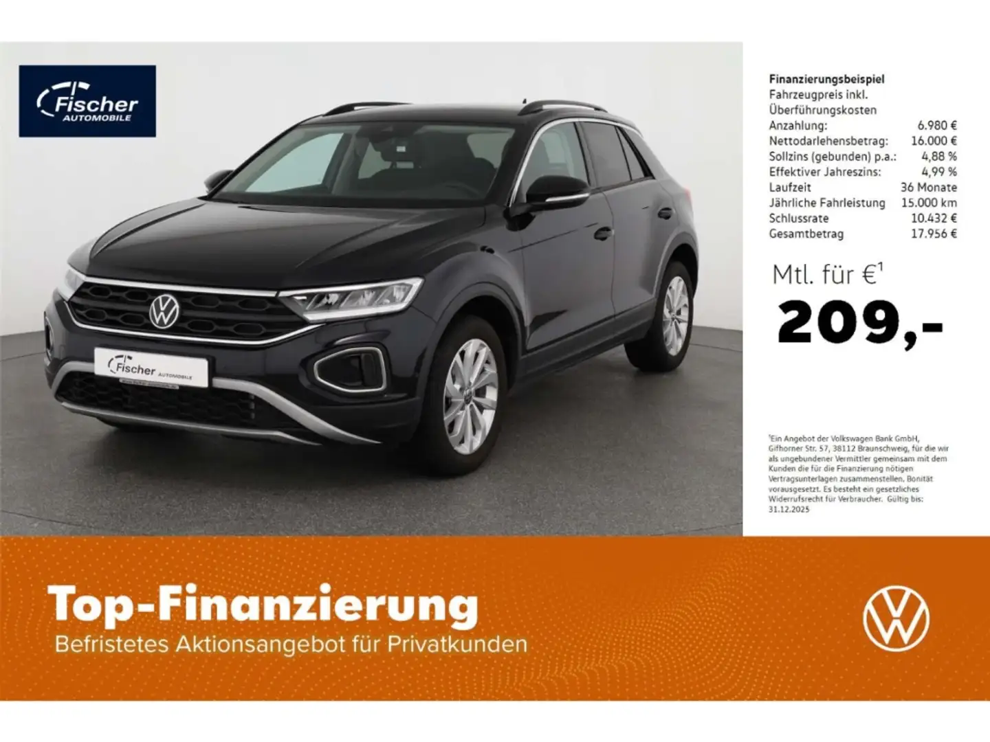 Volkswagen T-Roc 1.5 TSI Life 6-Gg. AHK/NAV/LED/RFK/SH/DAB+ Zwart - 1