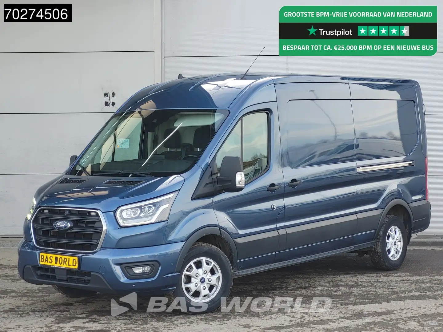 Ford Transit 185pk Automaat L3H2 2x Schuifdeur Limited Edition Blauw - 1