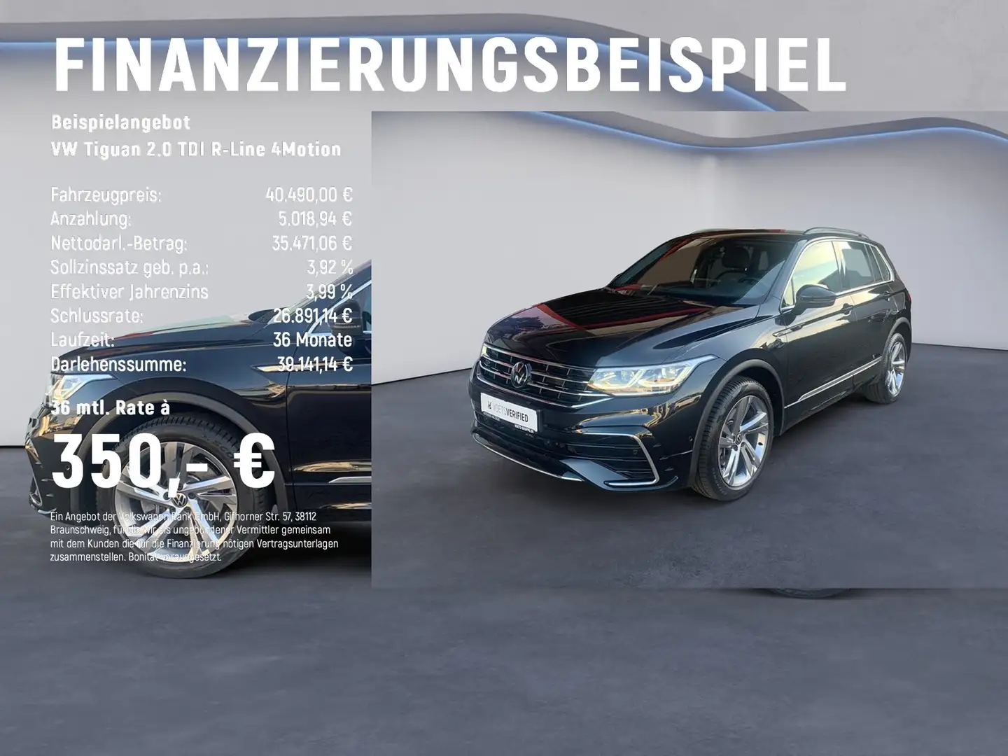 Volkswagen Tiguan 2.0 TDI R-Line 4Motion MATRIX+NAVI+AHK Schwarz - 2