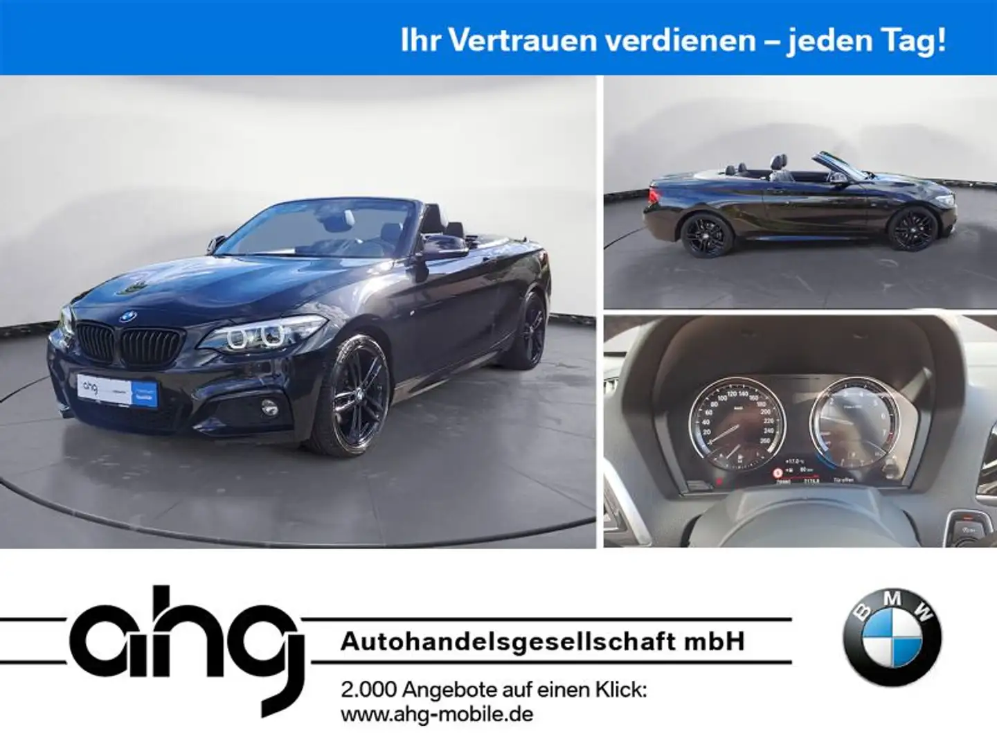 BMW 220 i Cabrio M Sport Service Neu*Leder*18'*LED Noir - 1