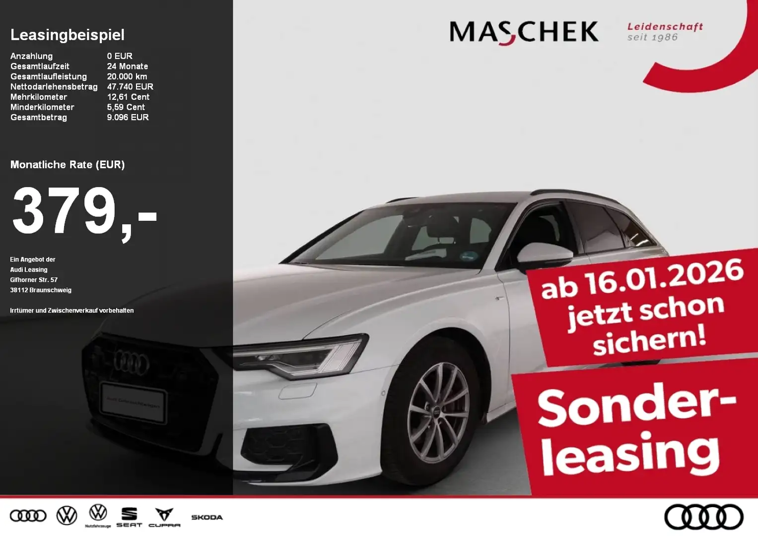 Audi A6 Avant S line 40 TDI S tronic Black Matrix Memory H Weiß - 1