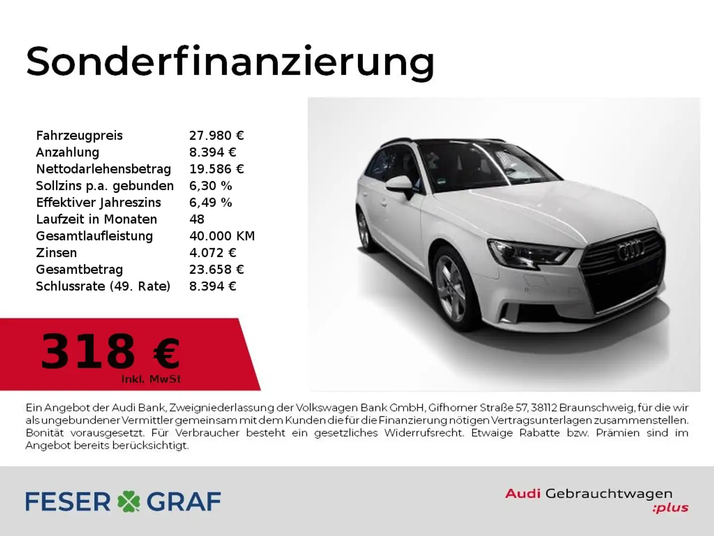 Audi A3 40 TDI qu S tronic sport Pano,Navi,Xenon Weiß - 1