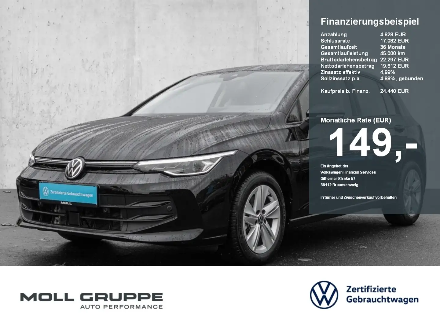 Volkswagen Golf 1.5 TSI Life ACC AKUSTIKGLAS KAM KLIMAA. LM Schwarz - 1