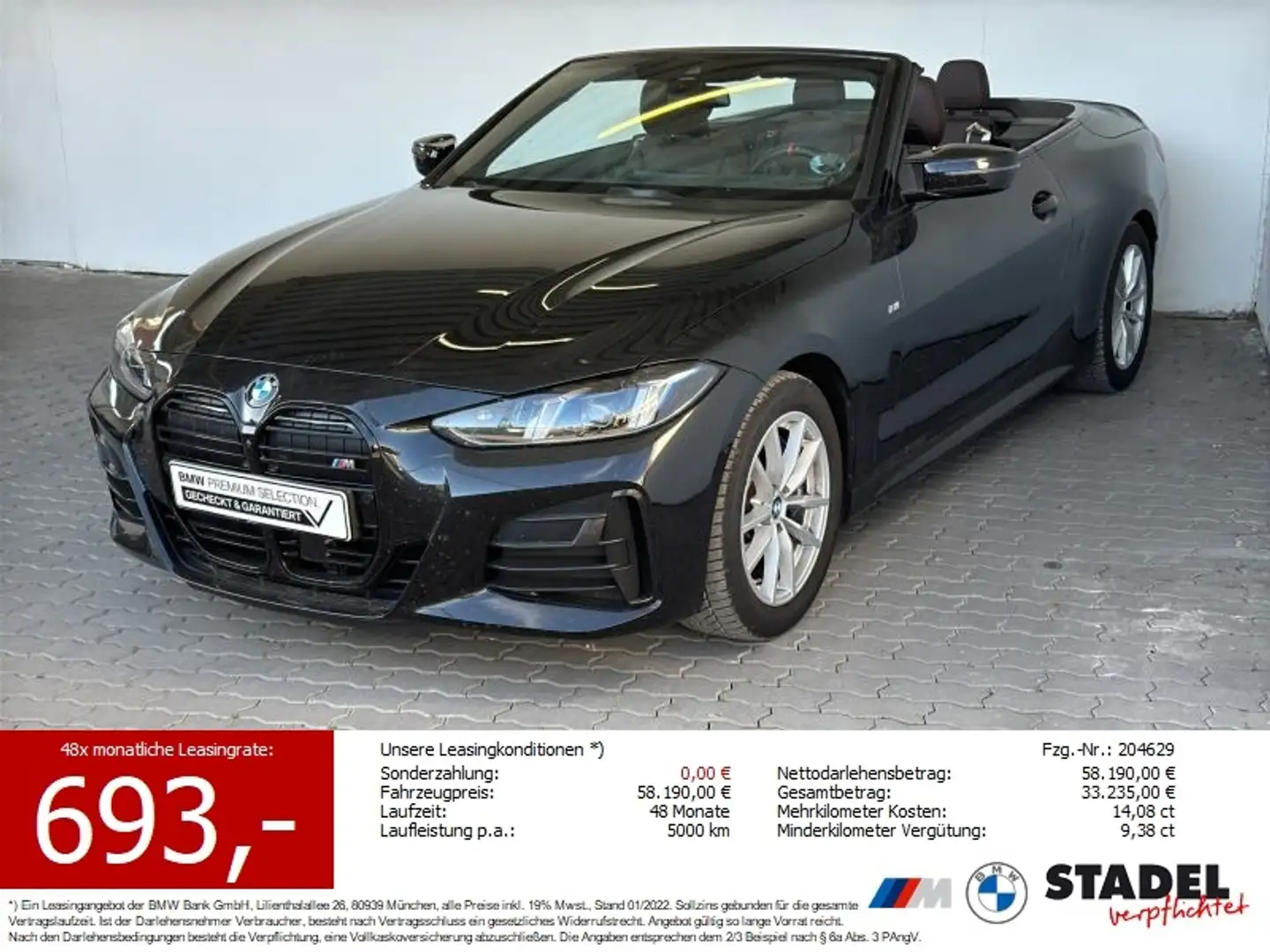 BMW 440 Mi xDrive Cabrio Navi.LED.Standhz.ACC.360°.H Noir - 1