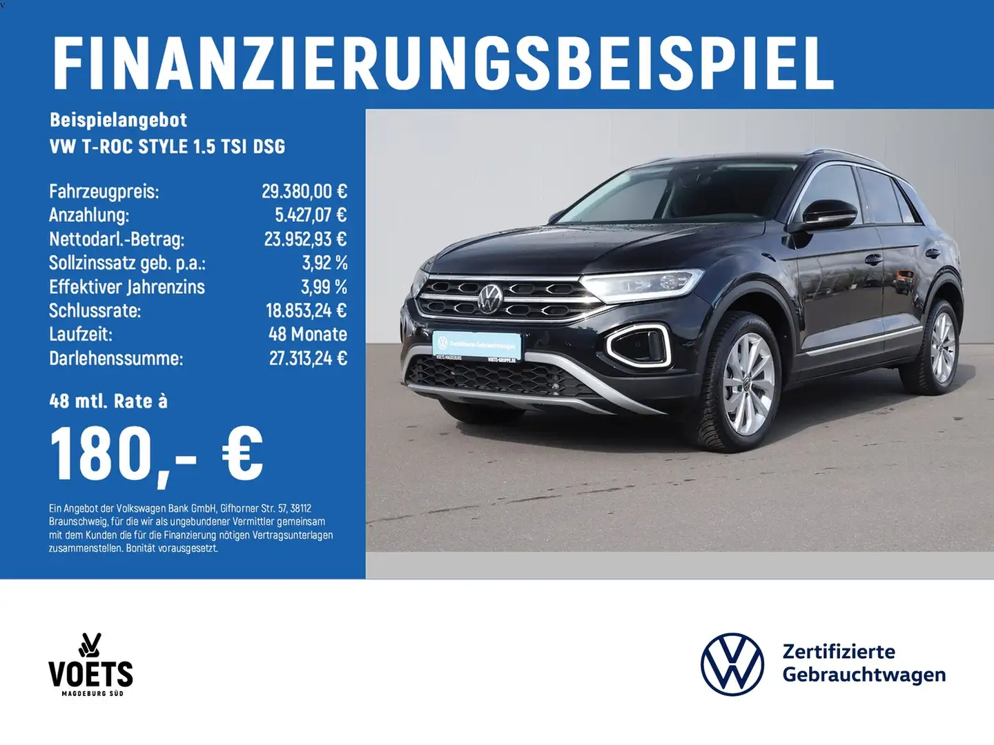 Volkswagen T-Roc STYLE 1.5 TSI DSG LED PLUS+NAVI+AHK+ACC Schwarz - 2