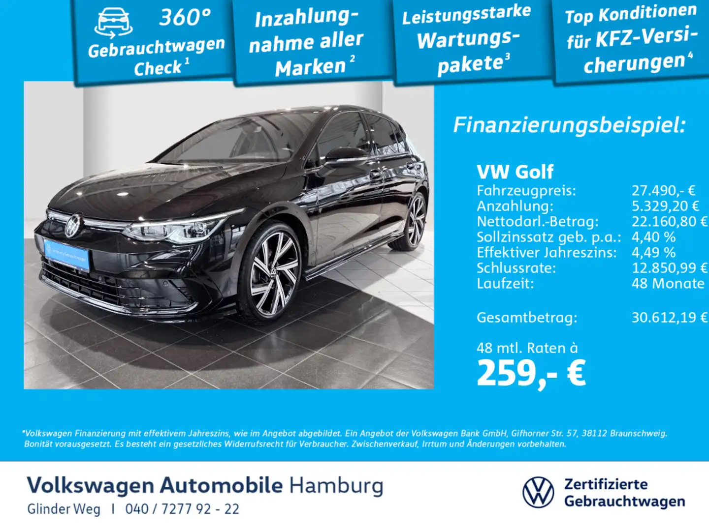Volkswagen Golf VIII 1.5 eTSI R-Line DSG AppConnect Navi AC Schwarz - 1