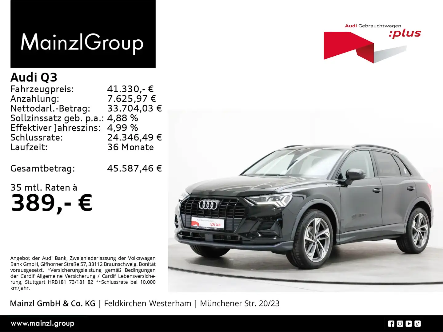 Audi Q3 35 TFSI S tronic Advanced AHK Matrix Navi ACC Schwarz - 1