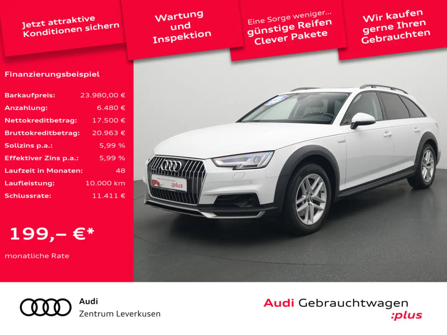 Audi A4 allroad quattro VIRT AHK NAVI PANO AHK SHZ Weiß - 1
