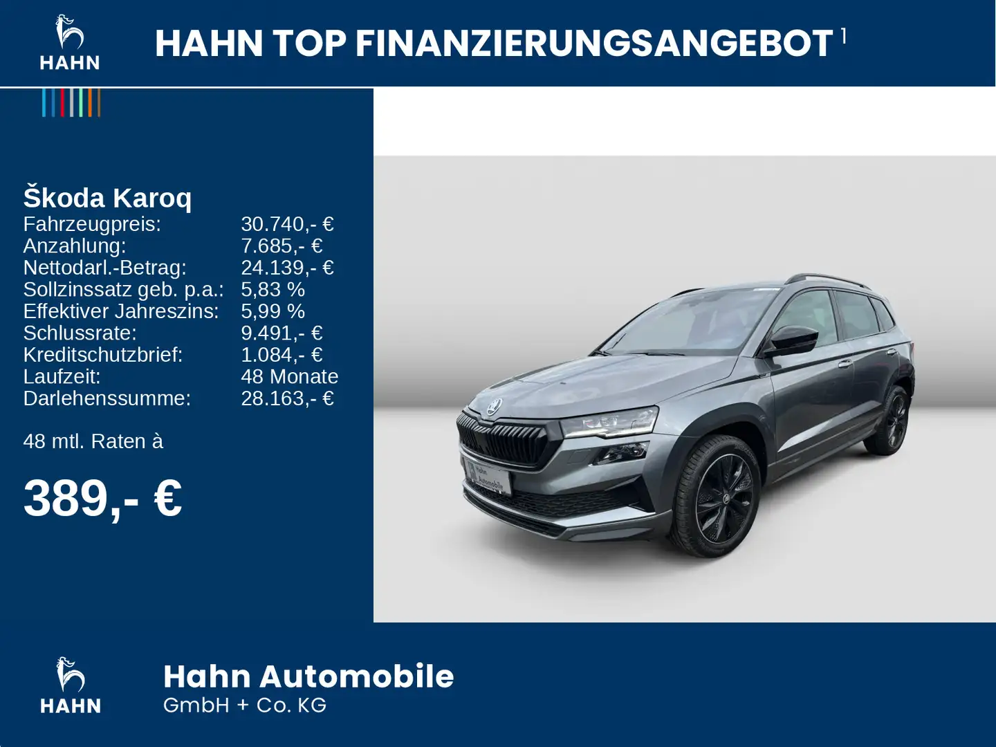 Skoda Karoq Sportline 2.0TDI DSG 4x4 Navi AHK LED ACC Grau - 2