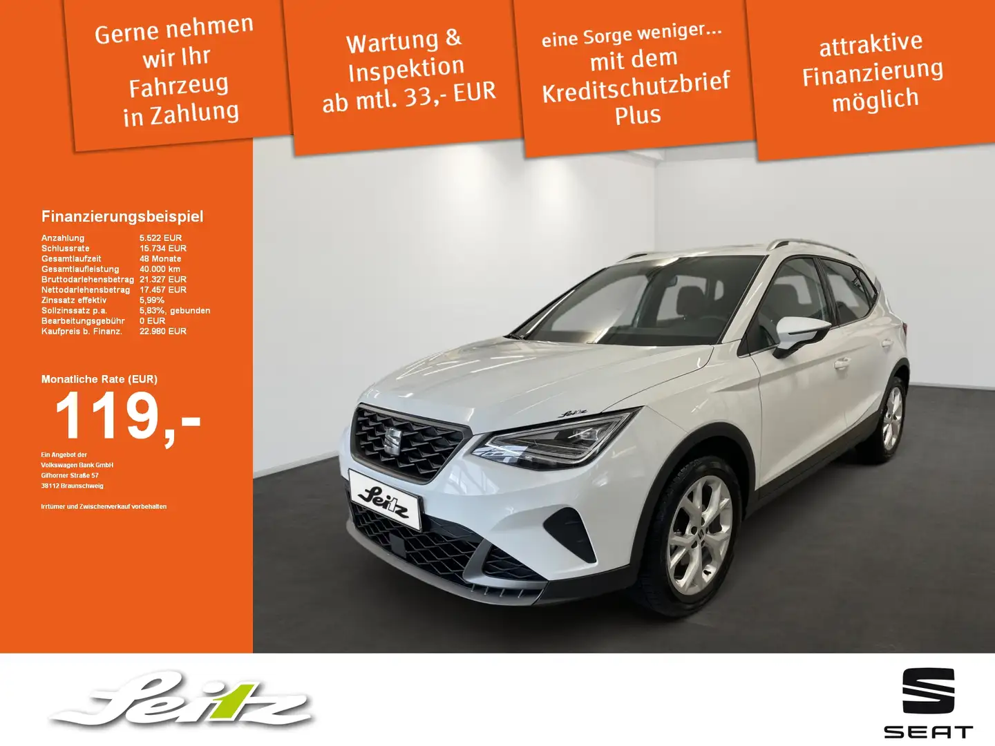 SEAT Arona 1.0 TSI FR *LED*PDC*NAVI* Blanc - 1