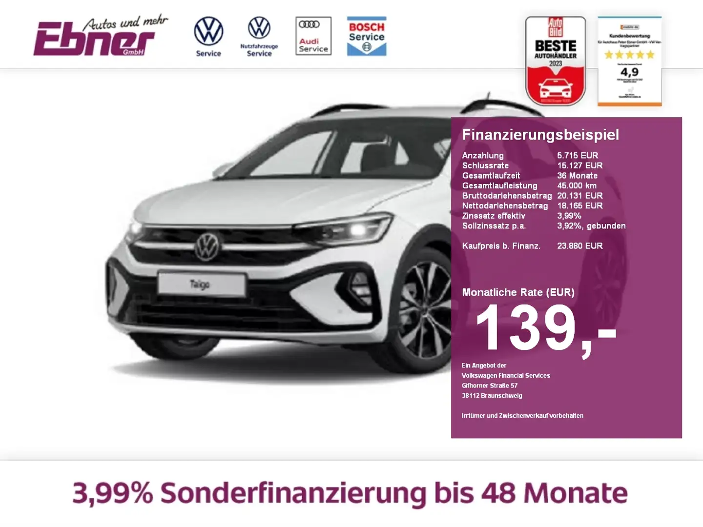 Volkswagen Taigo R-LINE TSI DSG ACC+KAMERA+MATRIX+KEYLESS+ACC+NAVI+ Weiß - 1