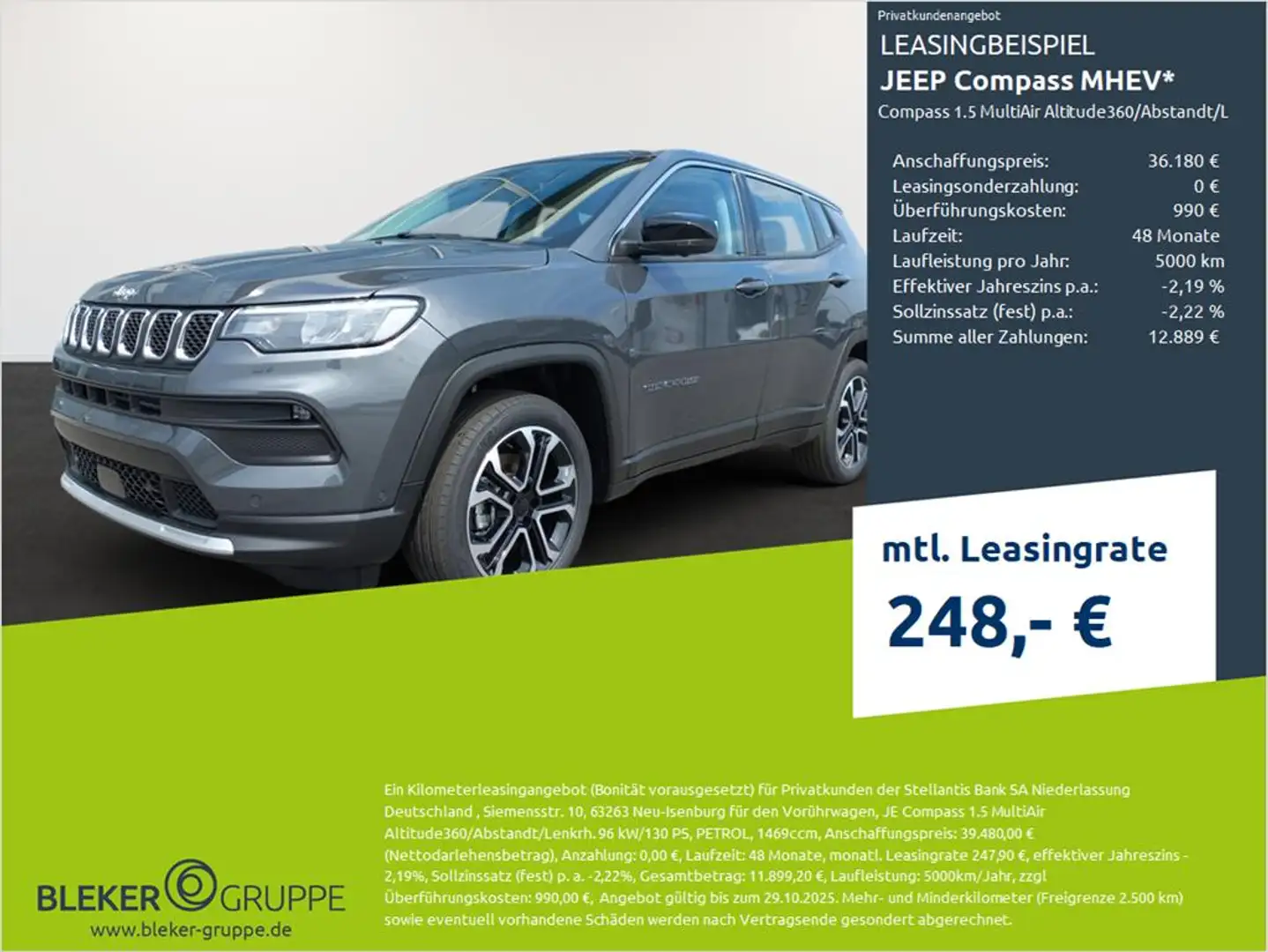 Jeep Compass Compass 1.5 MultiAir Altitude360/Abstandt/Lenkrh. Grau - 1