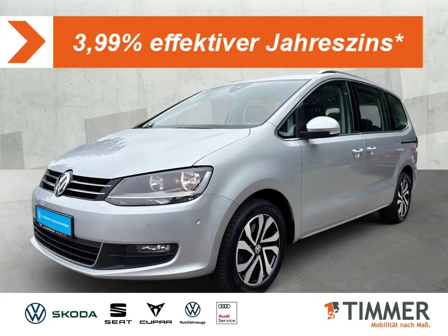 Volkswagen Sharan 1.4 TSI DSG ACTIVE *AHK *PANO *RKAM *ACC *APP *NA Silber - 1