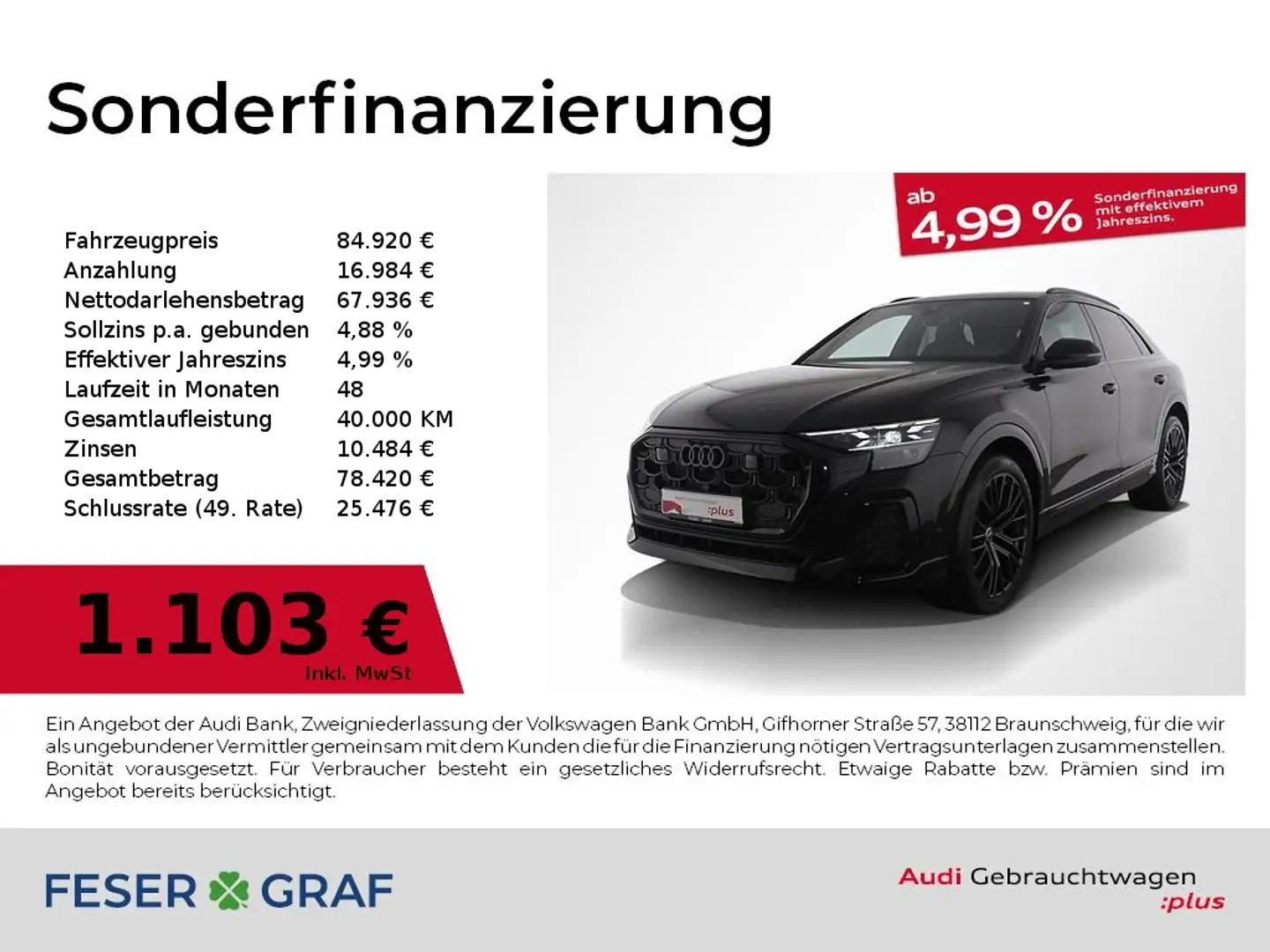 Audi Q8 50 TDI qu. AHK/Allradlenkung/ B&O Head-up-Dis Schwarz - 1