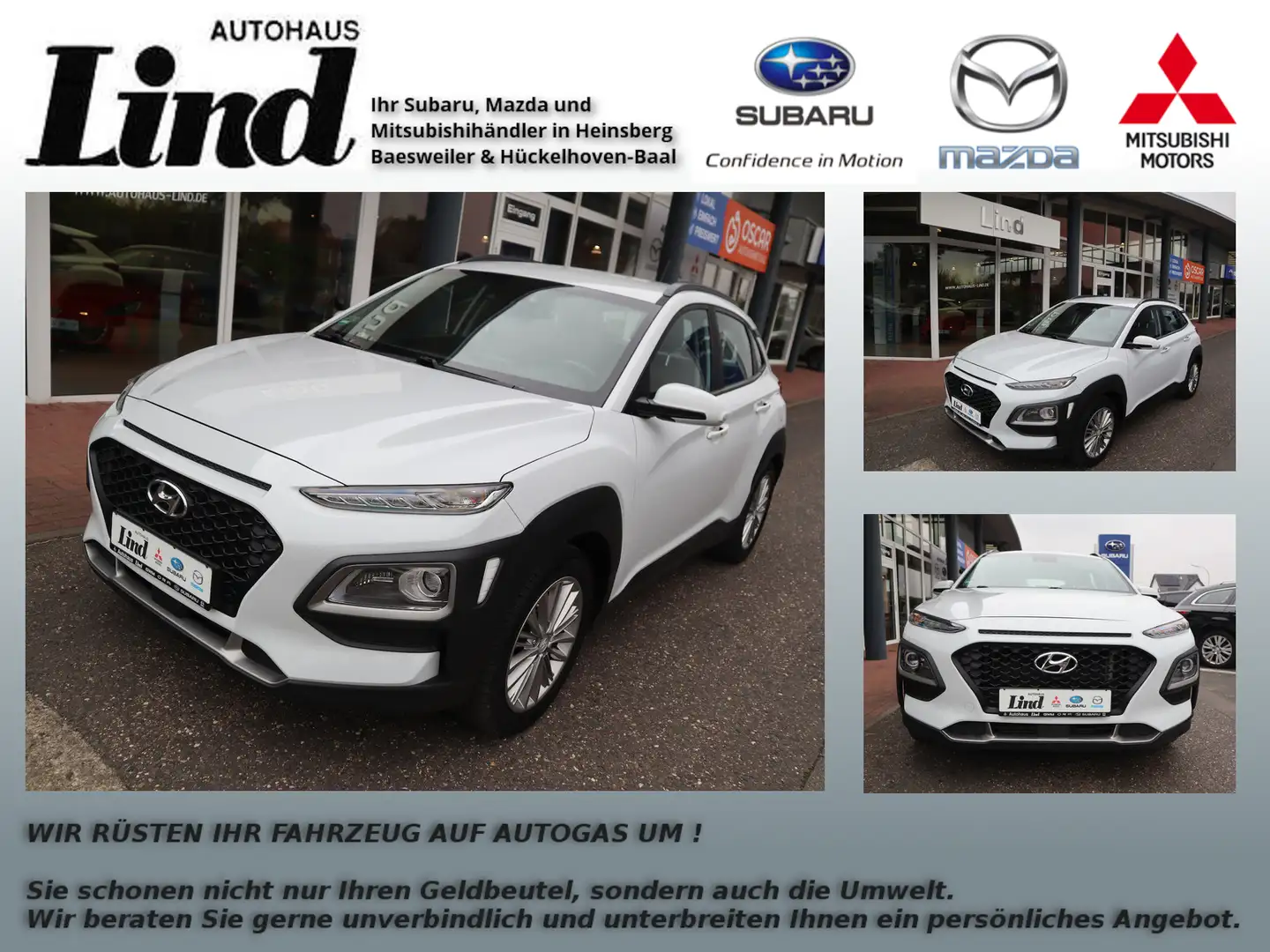 Hyundai KONA LPG Autogas Navi, SHZ, Kamera, AHK,UVM... Blanc - 1