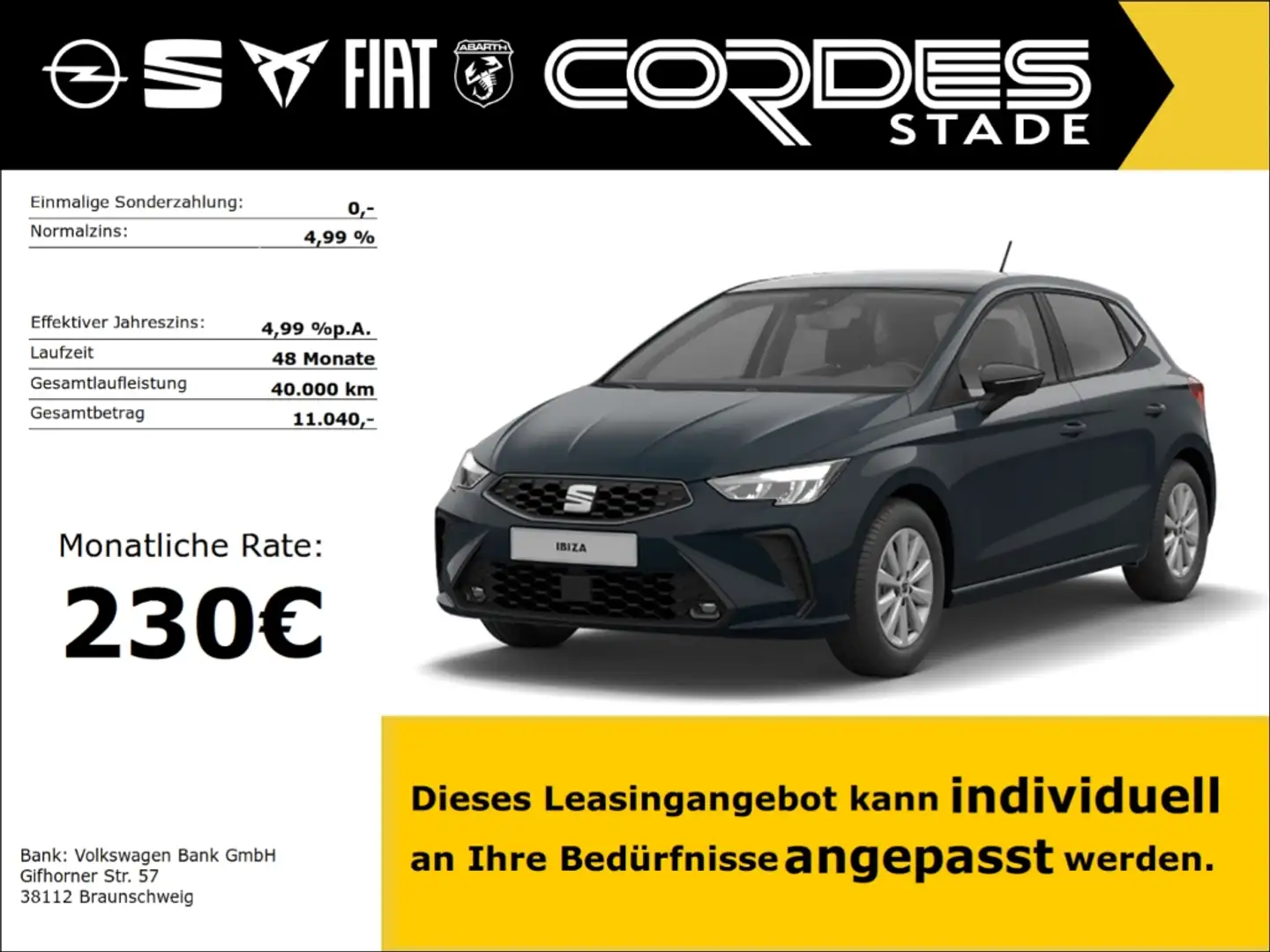 SEAT Ibiza Reference 1.0 TSI 70 kW (95 PS) 5-Gang 230 € ohne Kék - 1