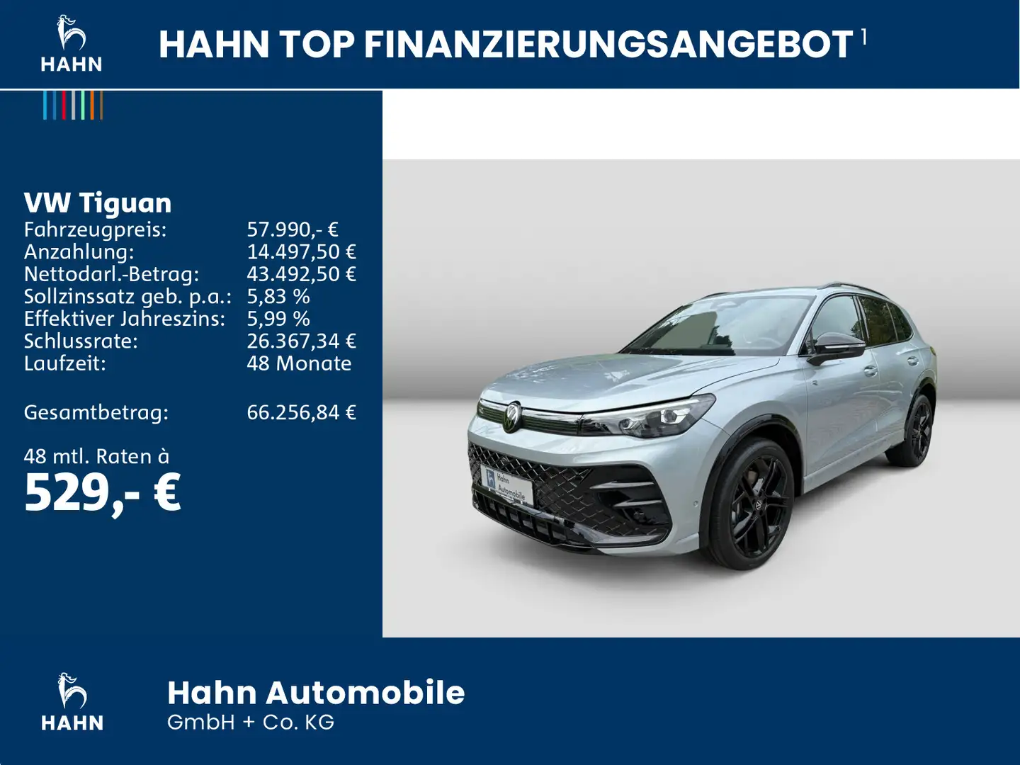 Volkswagen Tiguan R-Line 2,0 l TDI SCR 4MOTION 193 PS DSG Silber - 2