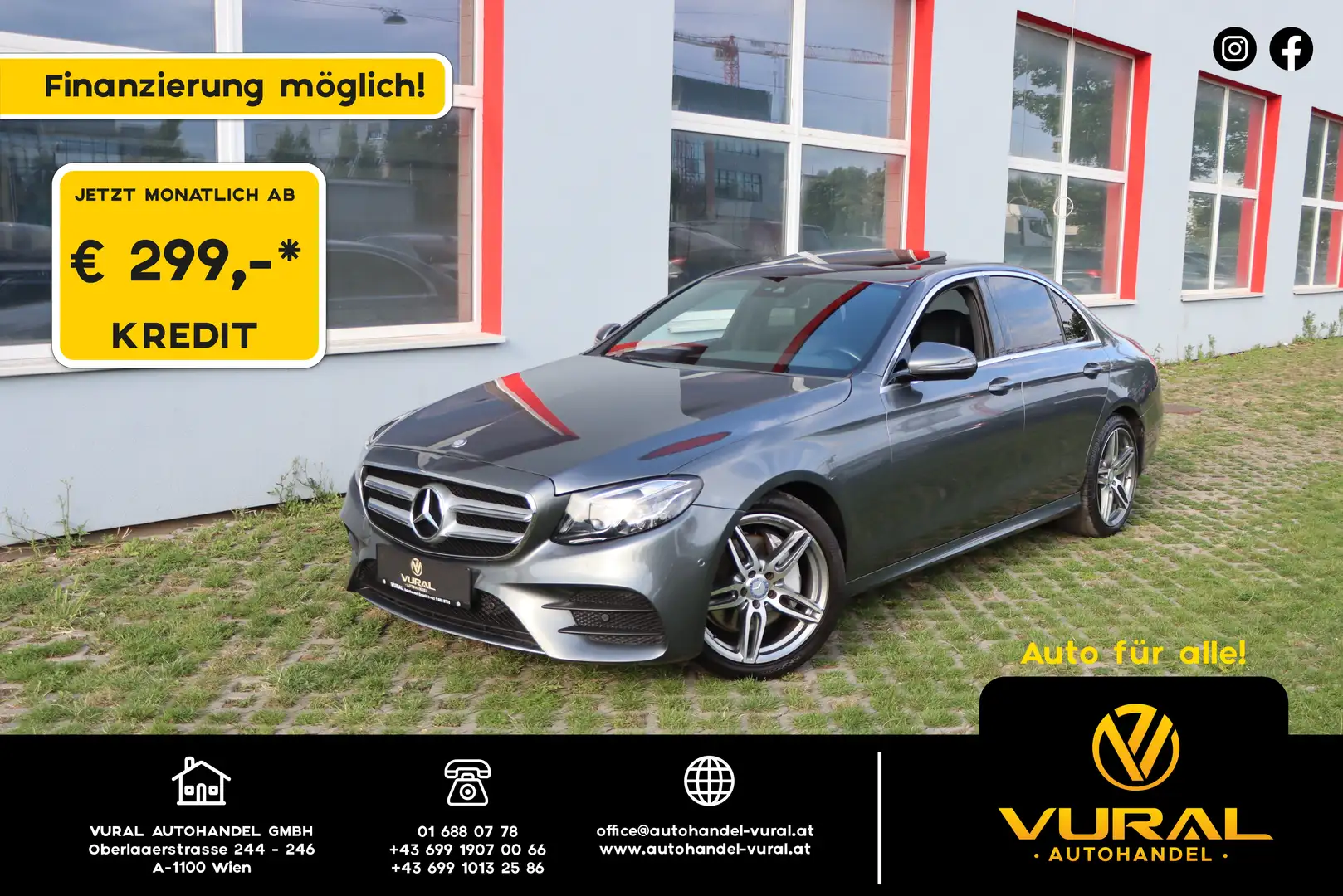 Mercedes-Benz E 220 d AMG-Line | Schiebedach | Multibeam | Kamera | Grau - 1