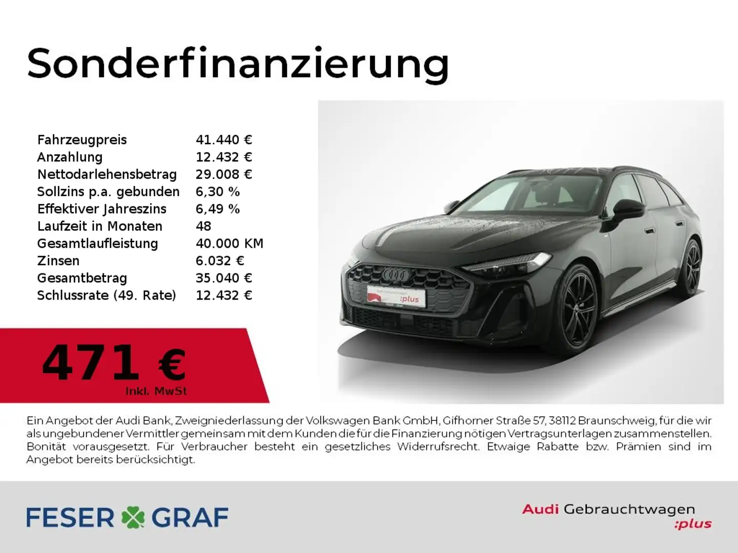 Audi A5 Avant TFSI S tronic S Line Ext Tech,Kamera,LED,Nav Schwarz - 1
