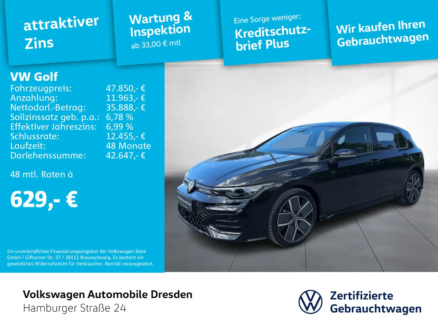 Volkswagen Golf VIII R-Line 2,0 TDI DSG *IQ WINTERPAKET* Schwarz - 1