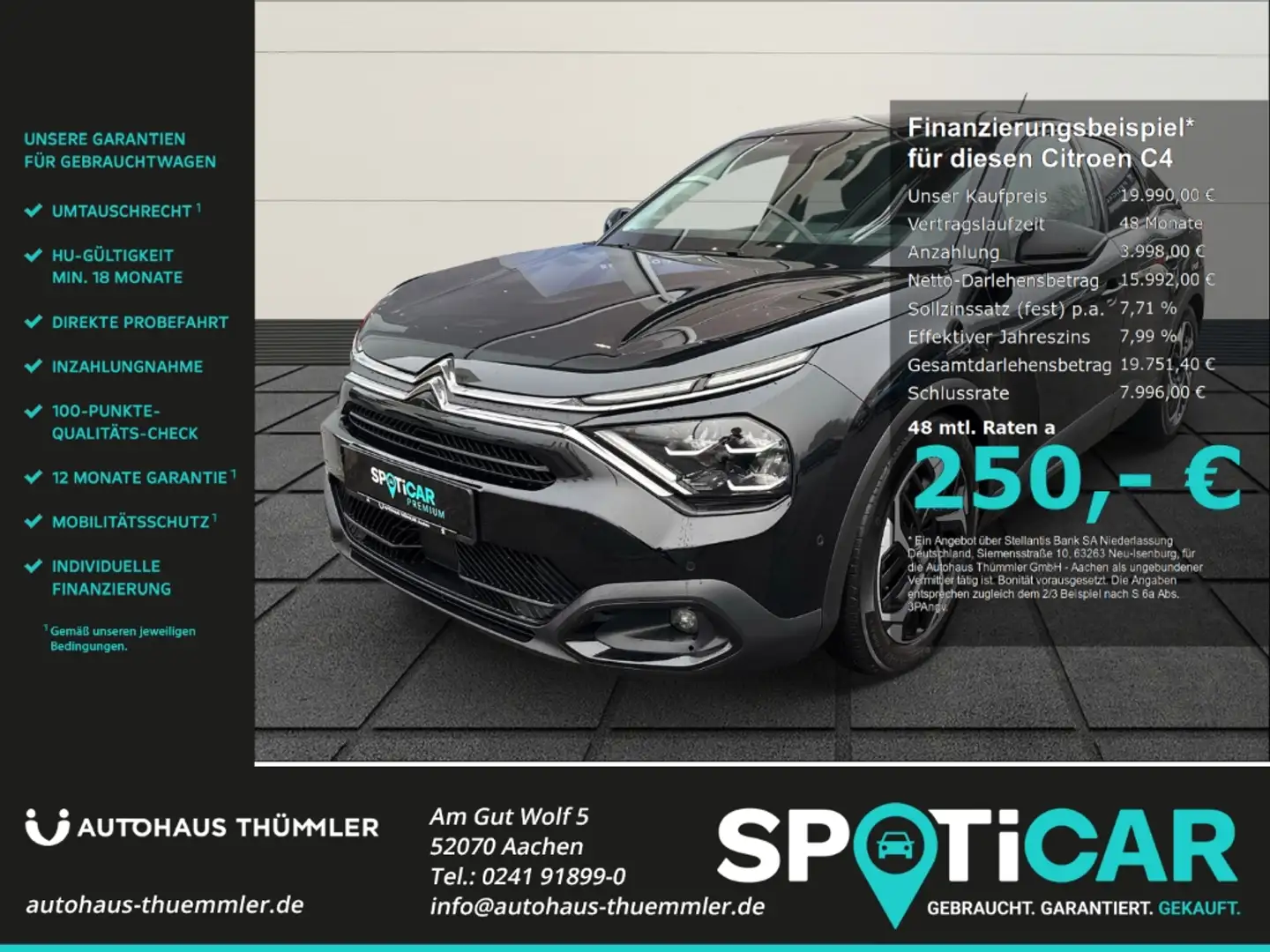 Citroen C4 PureTech 130 EAT8 Shine HUD Navi 360 Kamera LED Ap Schwarz - 1