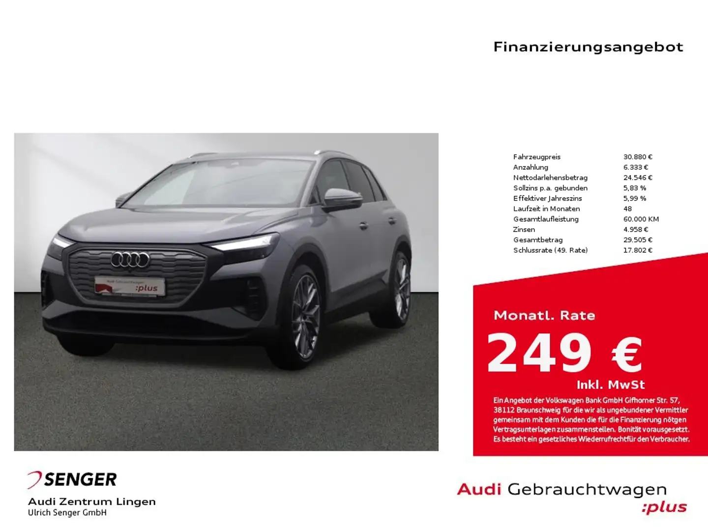 Audi Q4 e-tron 40 MMI LED B&O AHK Audi connect SONOS Gris - 1