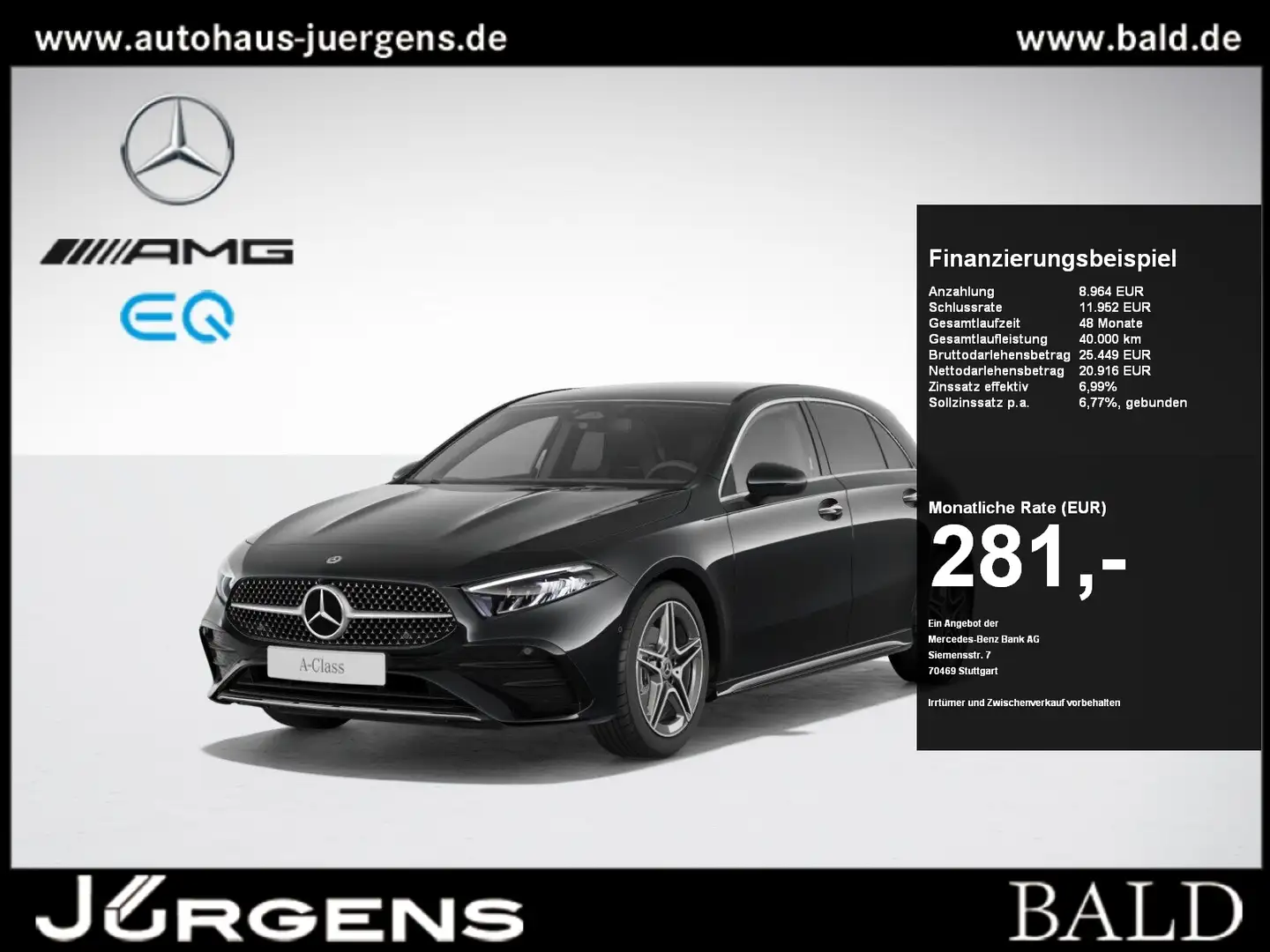 Mercedes-Benz A 180 AMG-Sport/LED/Cam/Leder/Keyl/Ambiente/18' Schwarz - 1