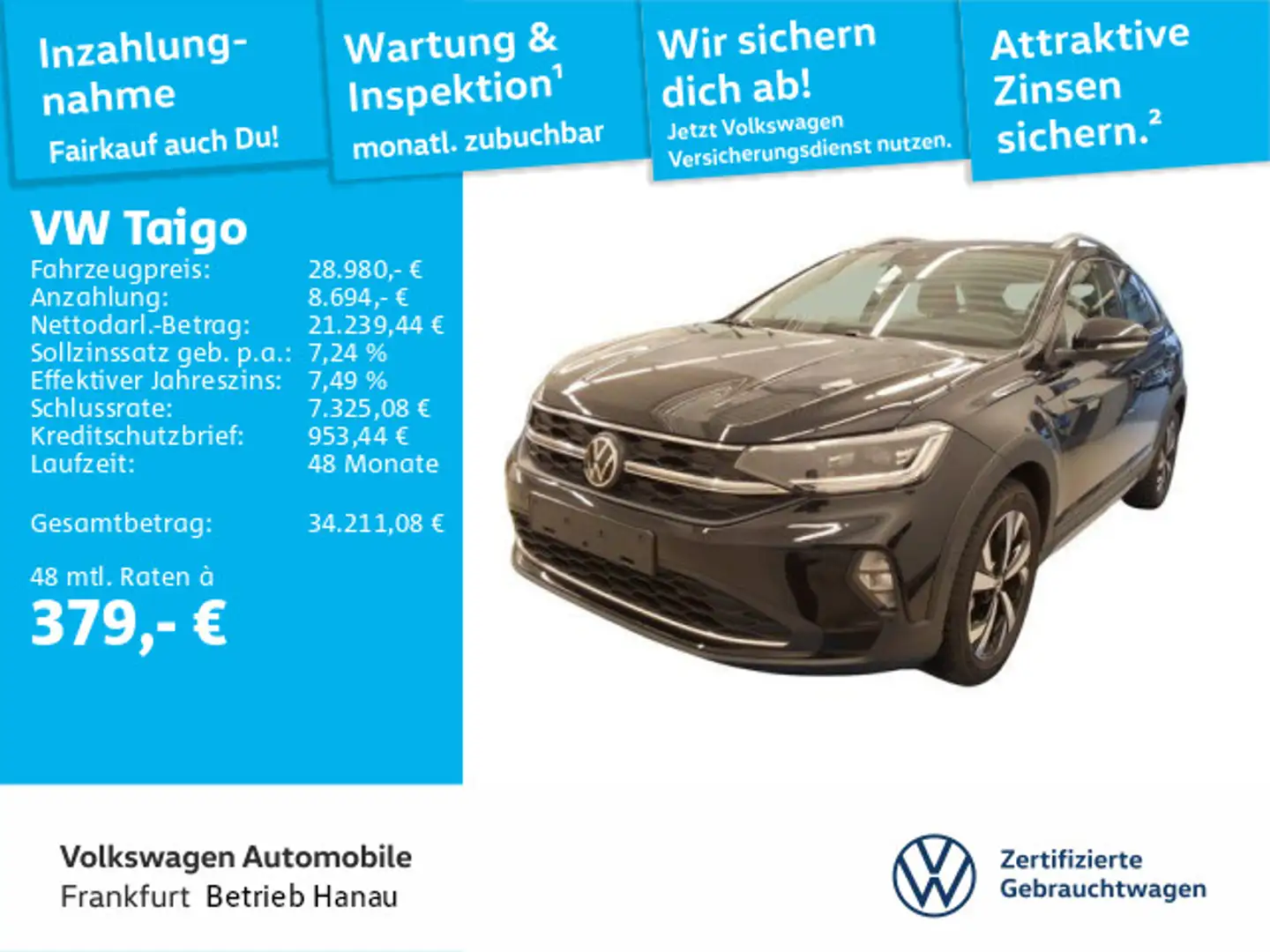 Volkswagen Taigo 1.5 TSI DSG Style DAB+ IQLight IQDrive Nav Schwarz - 1