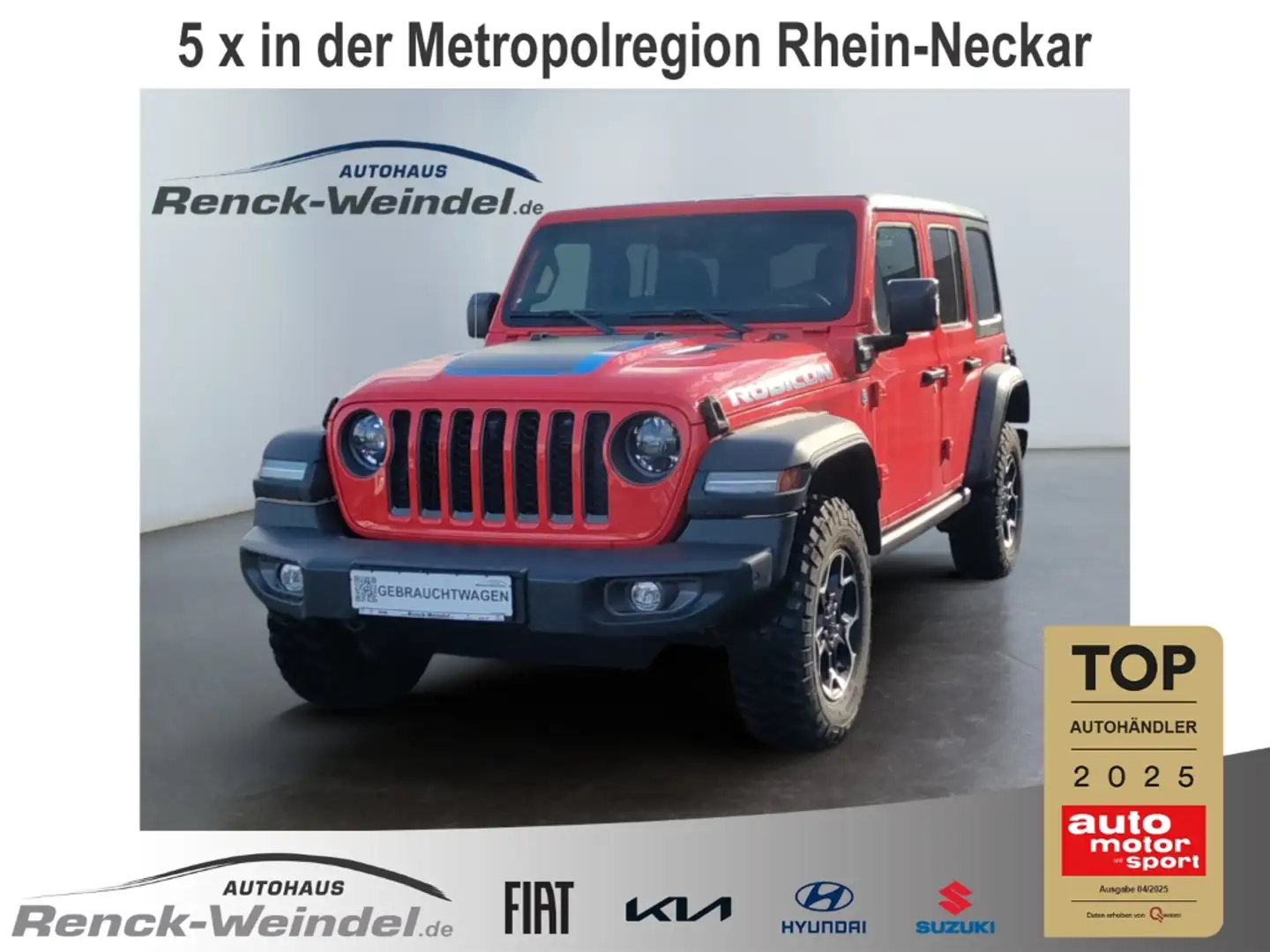 Jeep Wrangler Rubicon Unlimited 2.0 T-GDI PHEV Allrad Hardtop Na Красный - 1