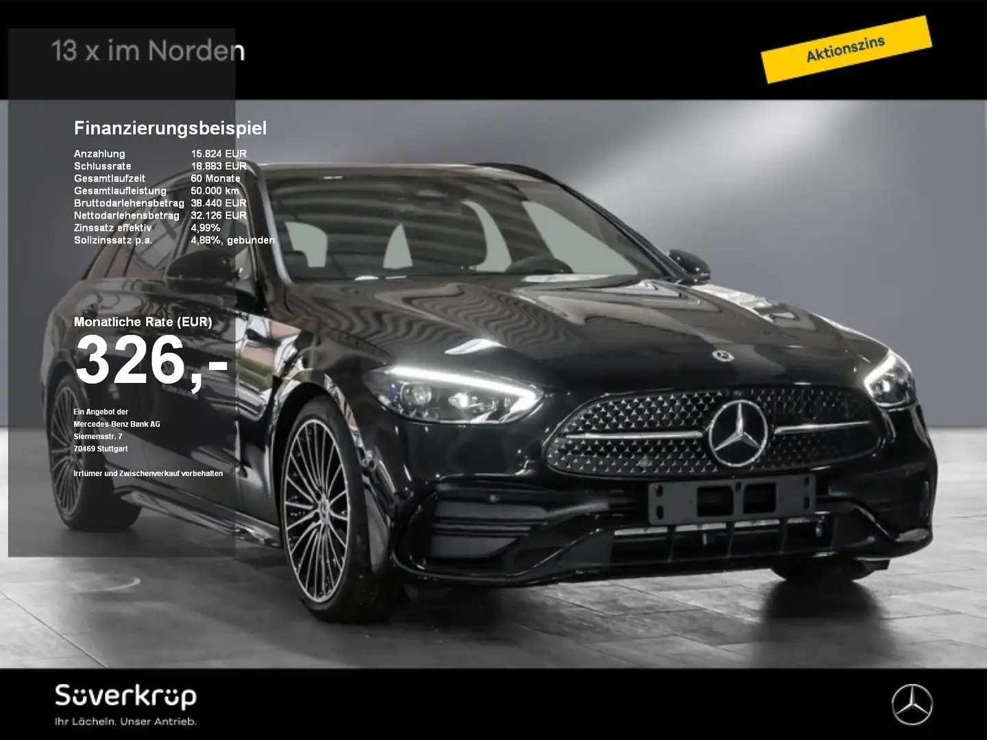 Mercedes-Benz C 200 d T AMG NIGHT SPUR AHK DISTR 360 PDC SHZ Schwarz - 1