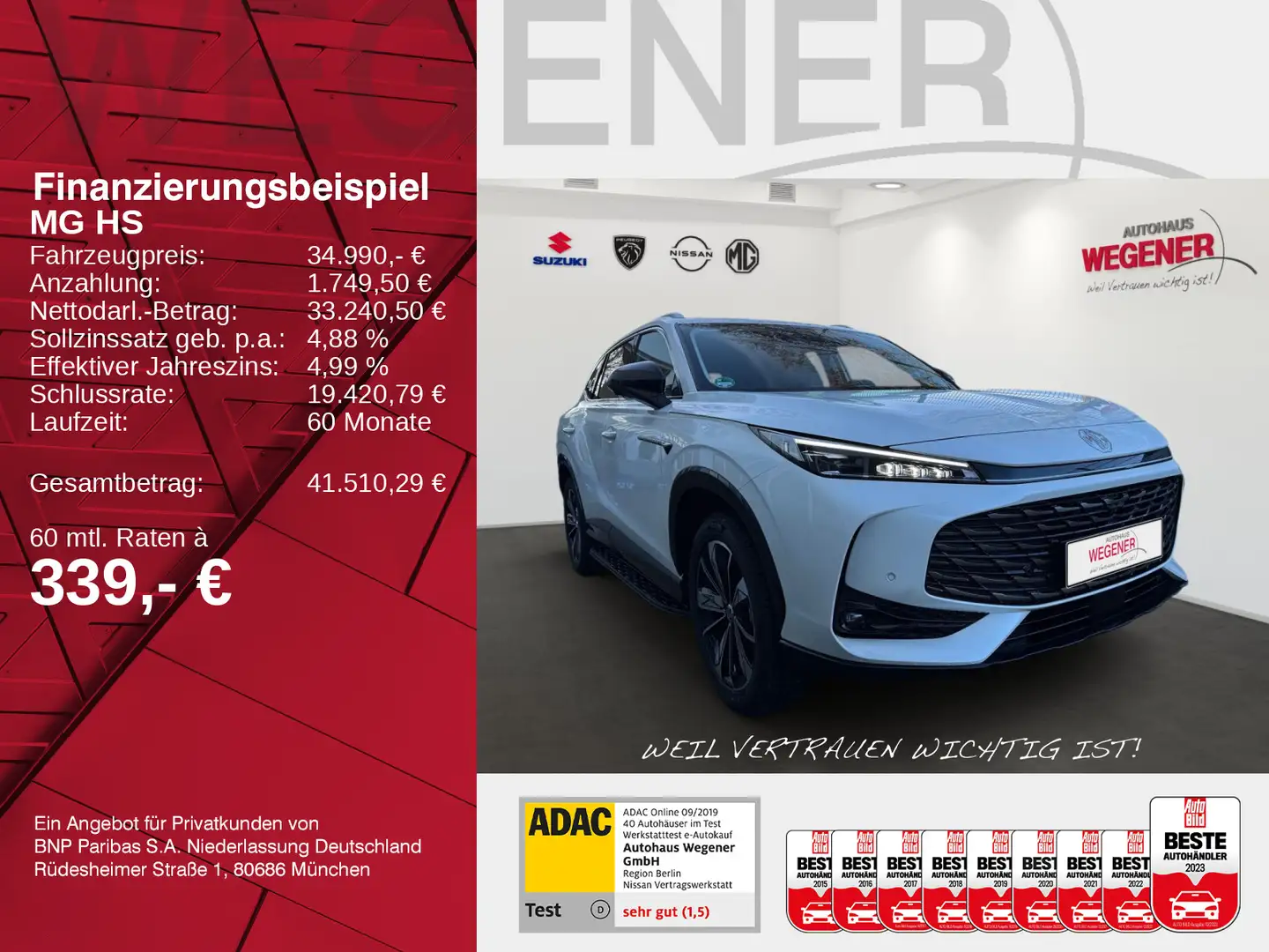MG HS PHEV 1.5 Luxury/SHZ/NAVI/360° Blanc - 2