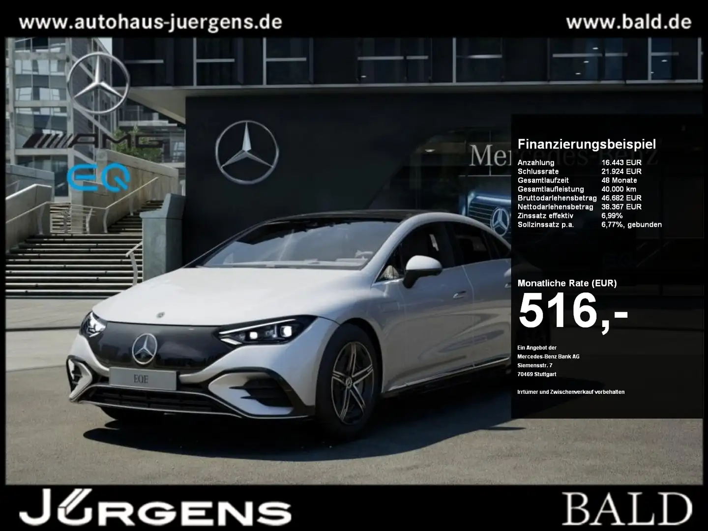 Mercedes-Benz EQE 350 4M AMG-Sport/Pano/HUD/HA-Lenkung/HUD/19" Plateado - 1