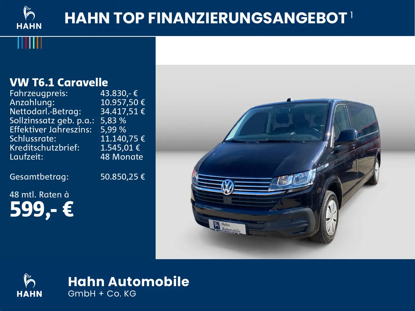 Volkswagen T6.1 Caravelle 2.0TDI Comfortline LR 9-Sitze AHK Schwarz - 2