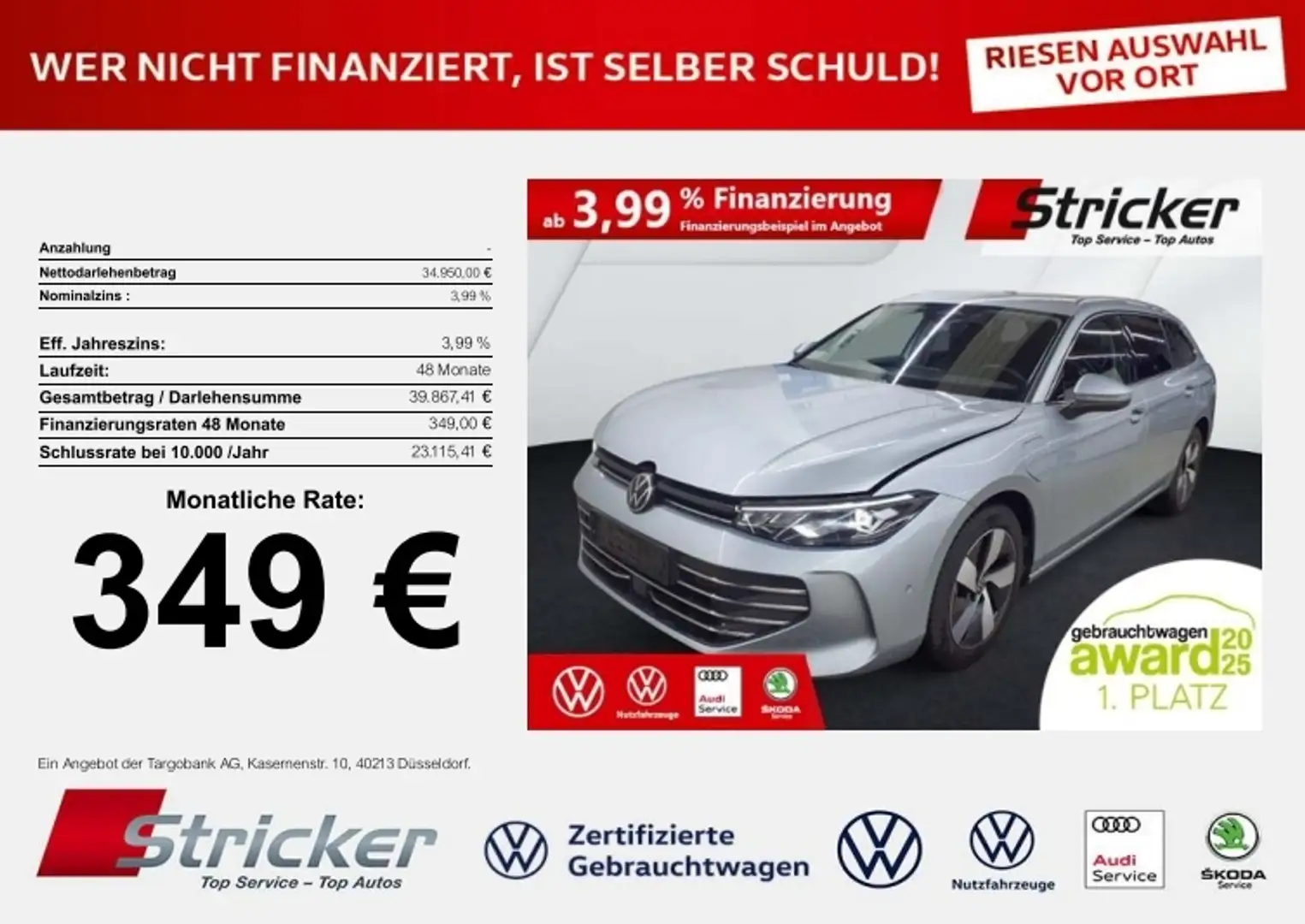 Volkswagen Passat Variant Business 1.5TSI e-hybrid 349,-ohne Anzahlung Navi Silber - 1