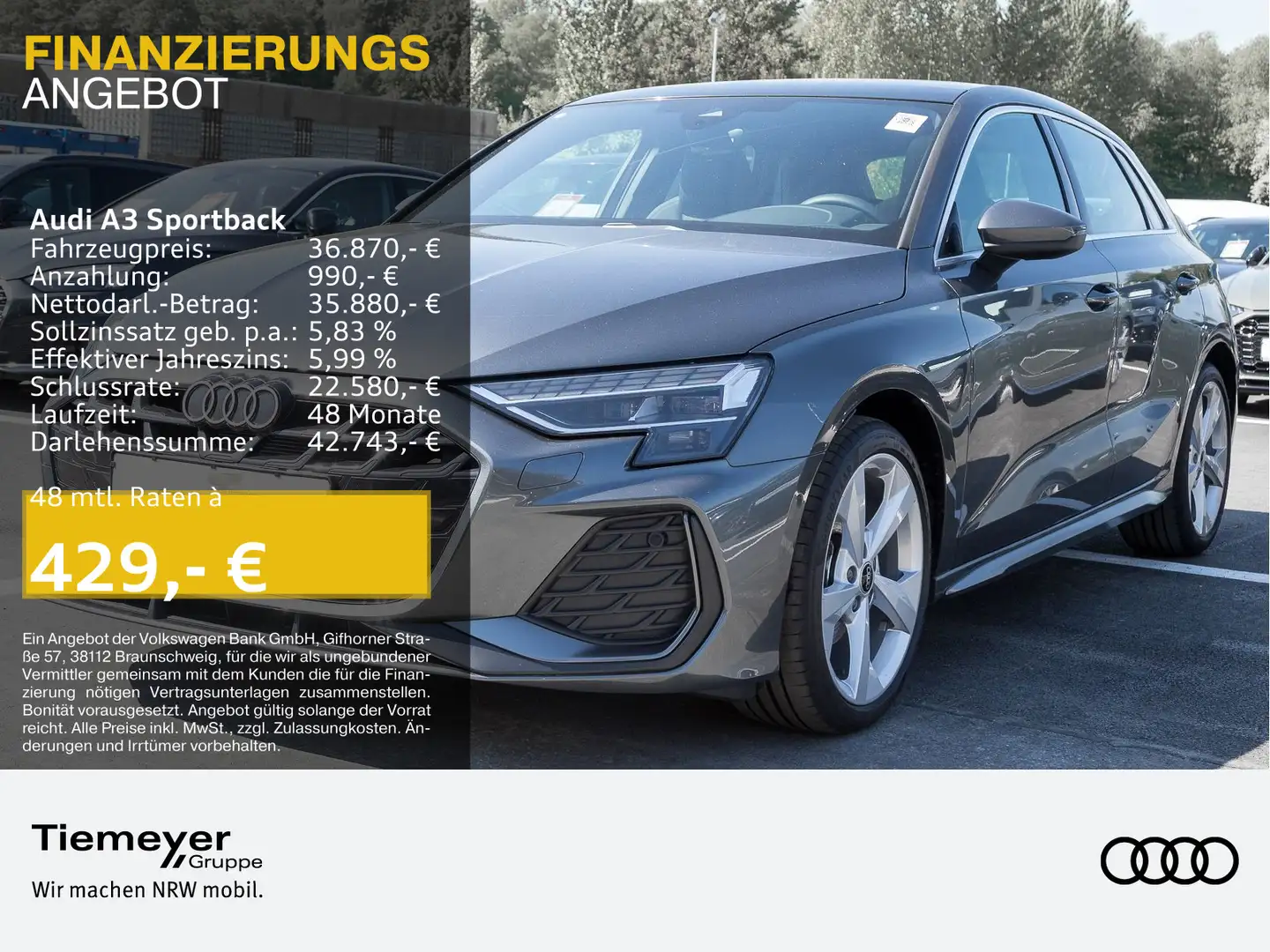 Audi A3 35 TDI S LINE PANO MATRIX ACC LM18 Grau - 1