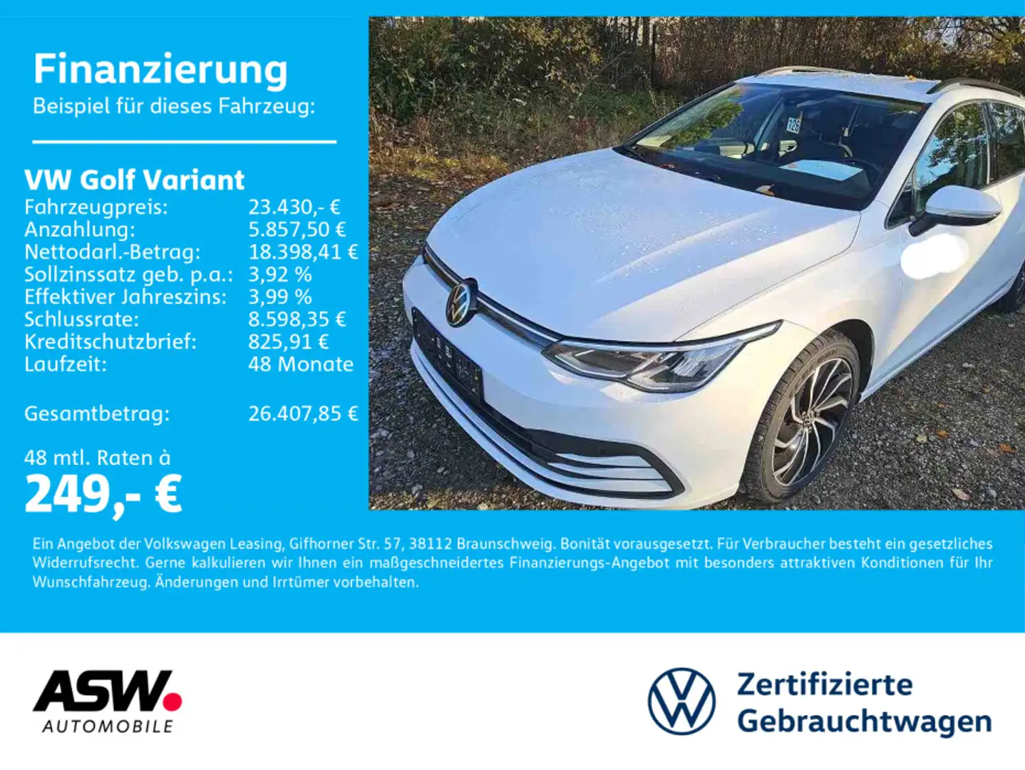 Volkswagen Golf Variant Life 2.0TDI DSG LED Nav RFK SHZ AHK Weiß - 1