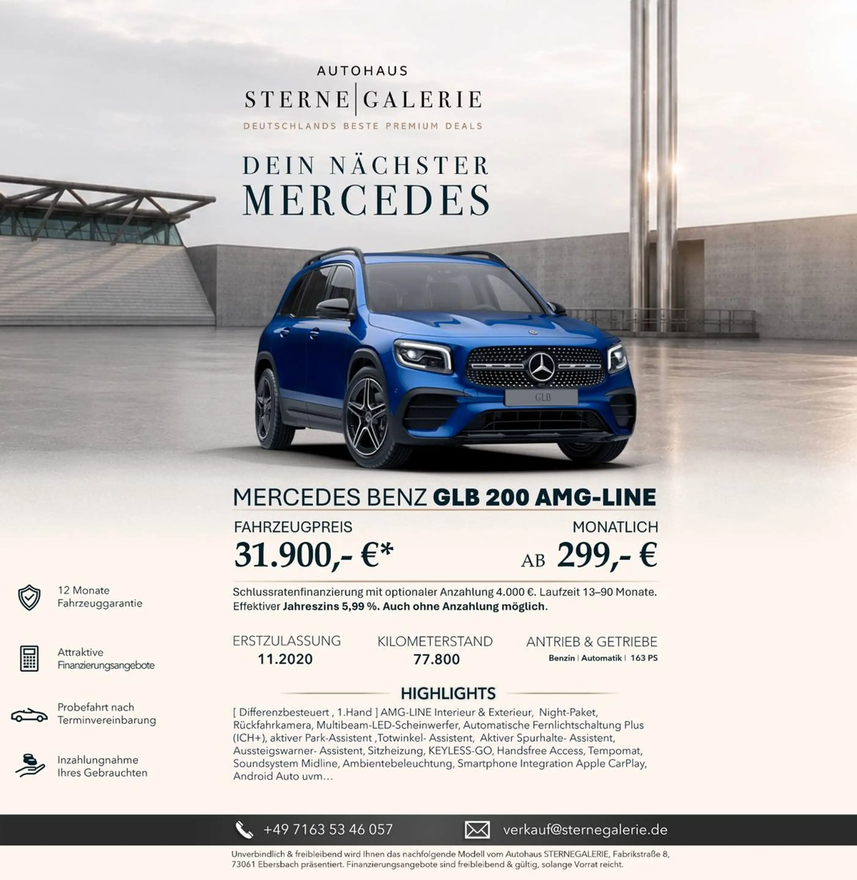 Mercedes-Benz GLB 200 AMG-LINE/NIGHT/RÜCKFAHRK/MULTIBEAM/KEYL