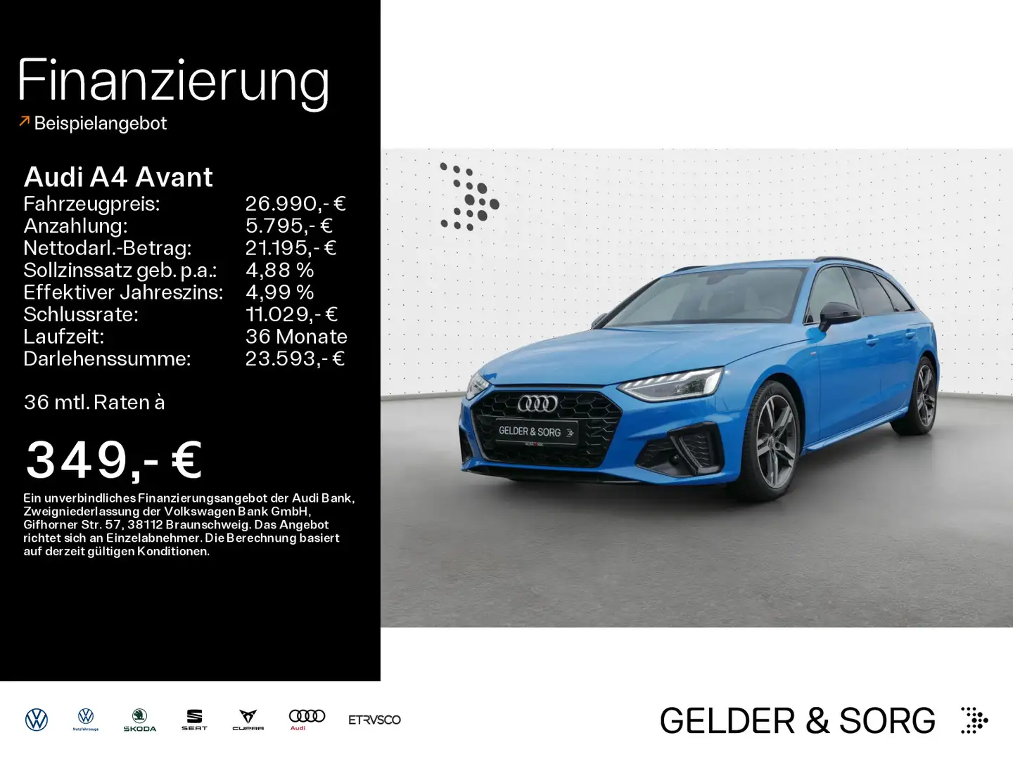 Audi A4 35 TFSI S-Line Sport*LED*Sound*Virtual* Bleu - 1